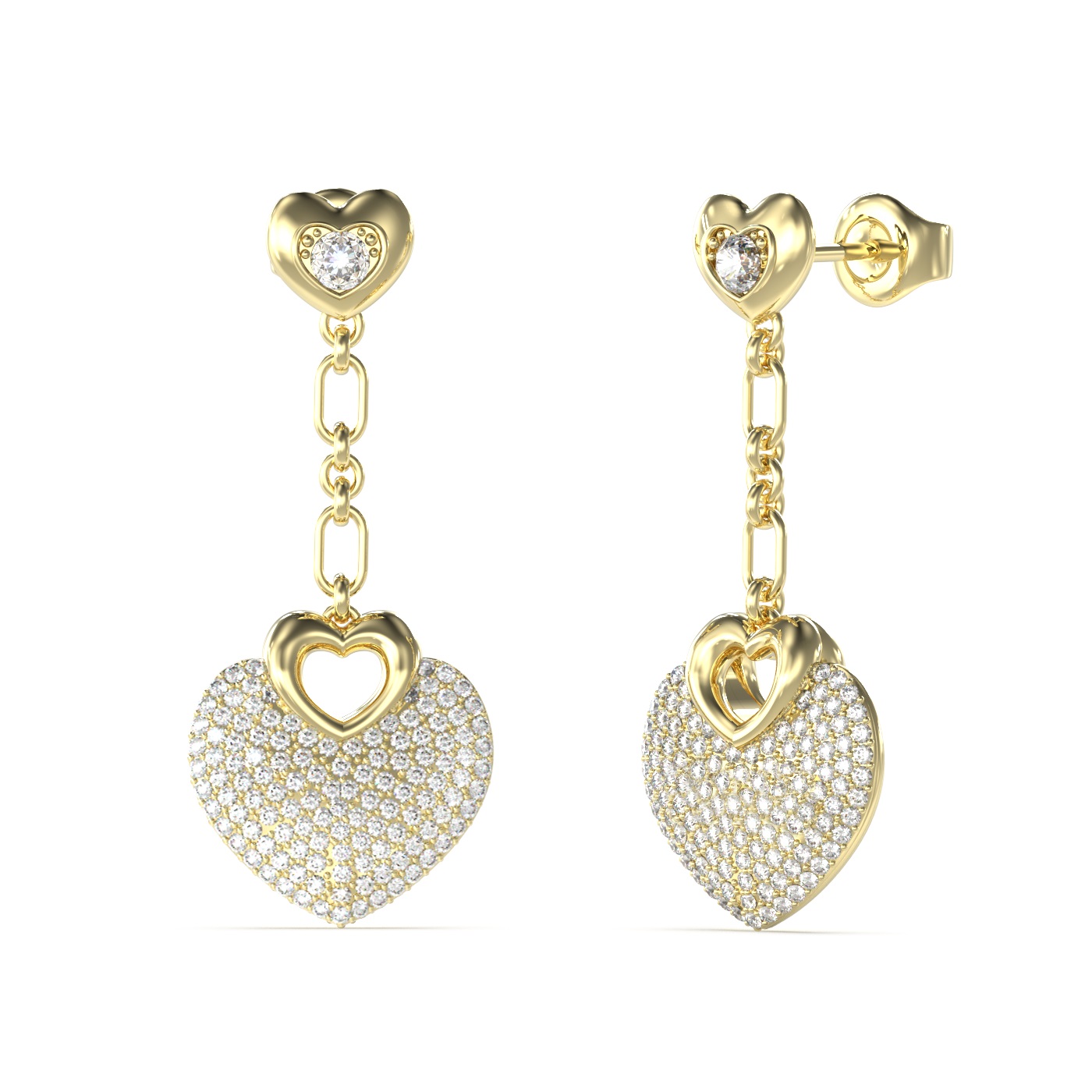 ΣΚΟΥΛΑΡΙΚΙΑ Κρεμαστά Crazy In Love GUESS Jewellery από Επιχρυσωμένο Ανοξείδωτο Ατσάλι με Πέτρες Ζιργκόν JUBE05210JWYGT/U - 