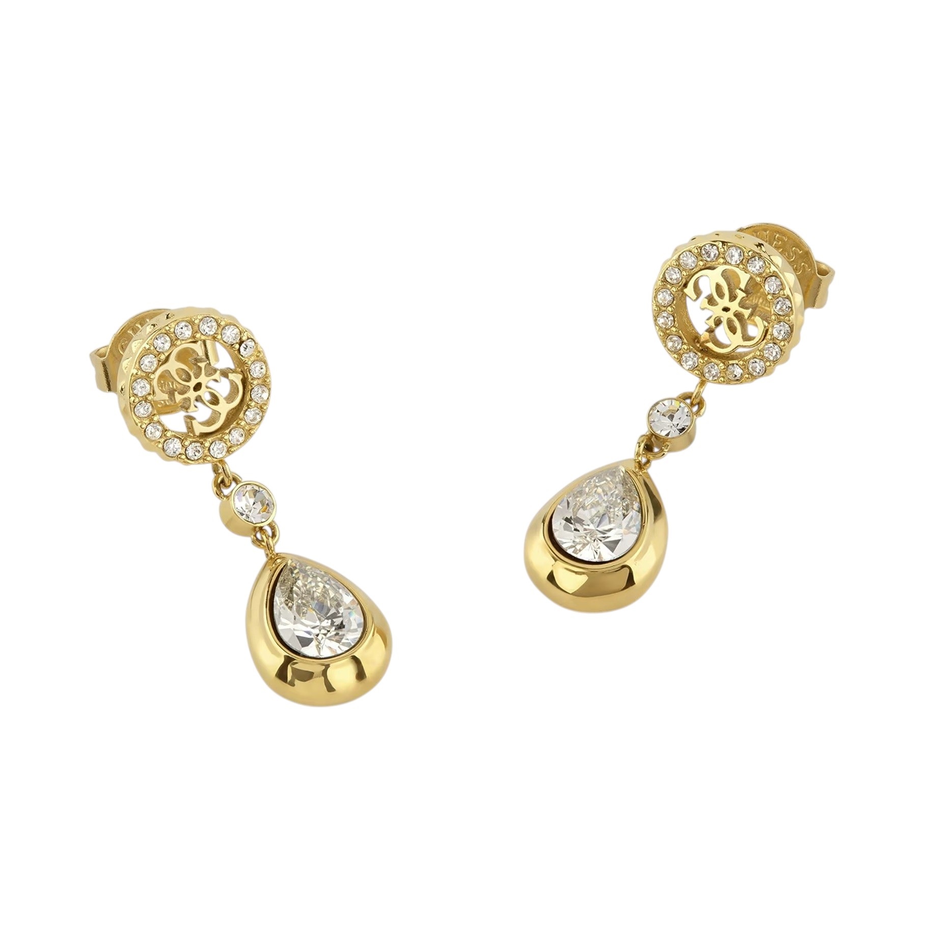 ΣΚΟΥΛΑΡΙΚΙΑ Κρεμαστά 4G Light GUESS Jewellery από Επιχρυσωμένο Ανοξείδωτο Ατσάλι με Πέτρες Ζιργκόν JUBE05235JWYGT/U - 