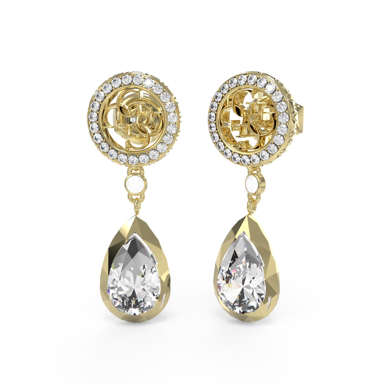 ΣΚΟΥΛΑΡΙΚΙΑ Κρεμαστά 4G Light GUESS Jewellery από Επιχρυσωμένο Ανοξείδωτο Ατσάλι με Πέτρες Ζιργκόν JUBE05235JWYGT/U - 