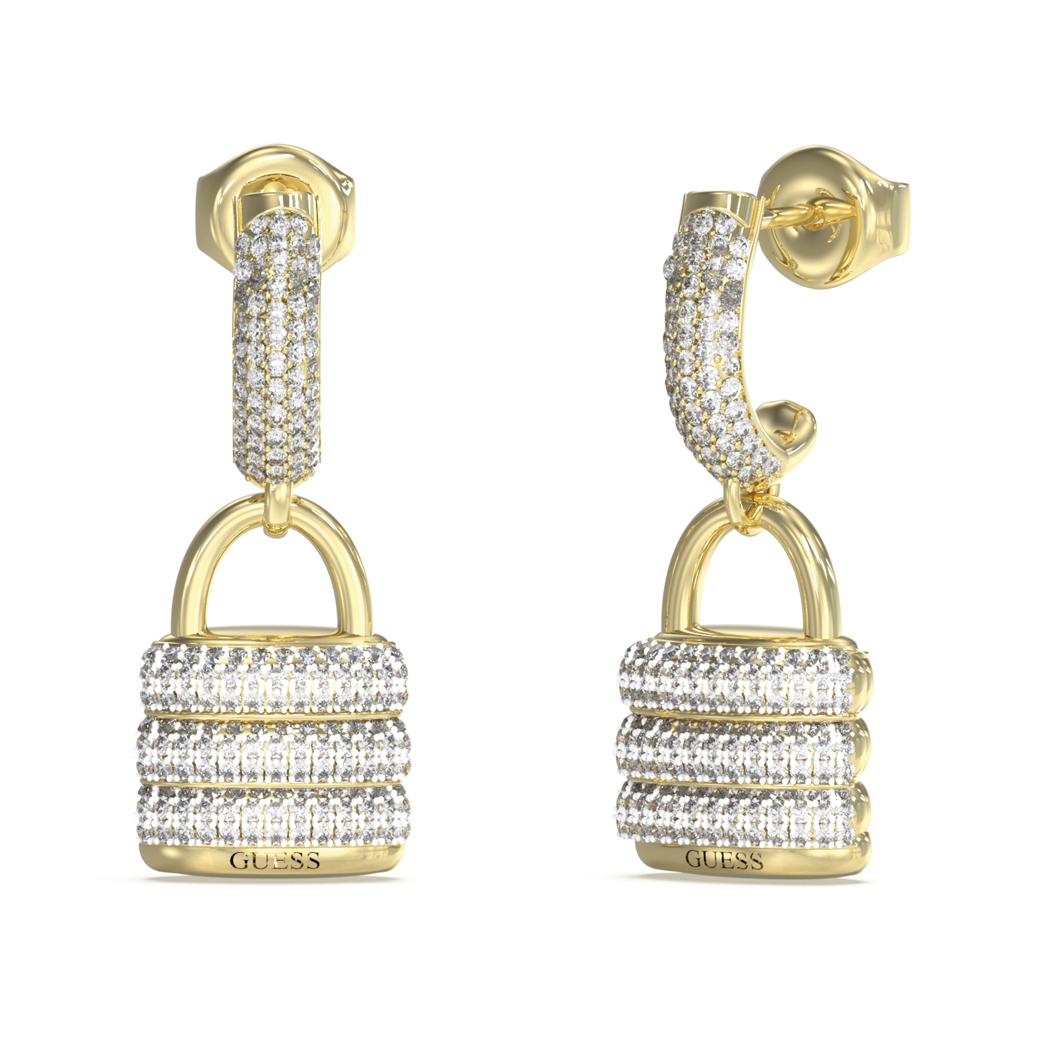 GUESS Jewellery My Secret Dangle Earrings Gold Plated Stainless Steel with Zircon Stones JUBE05407JWYGT/U - 1