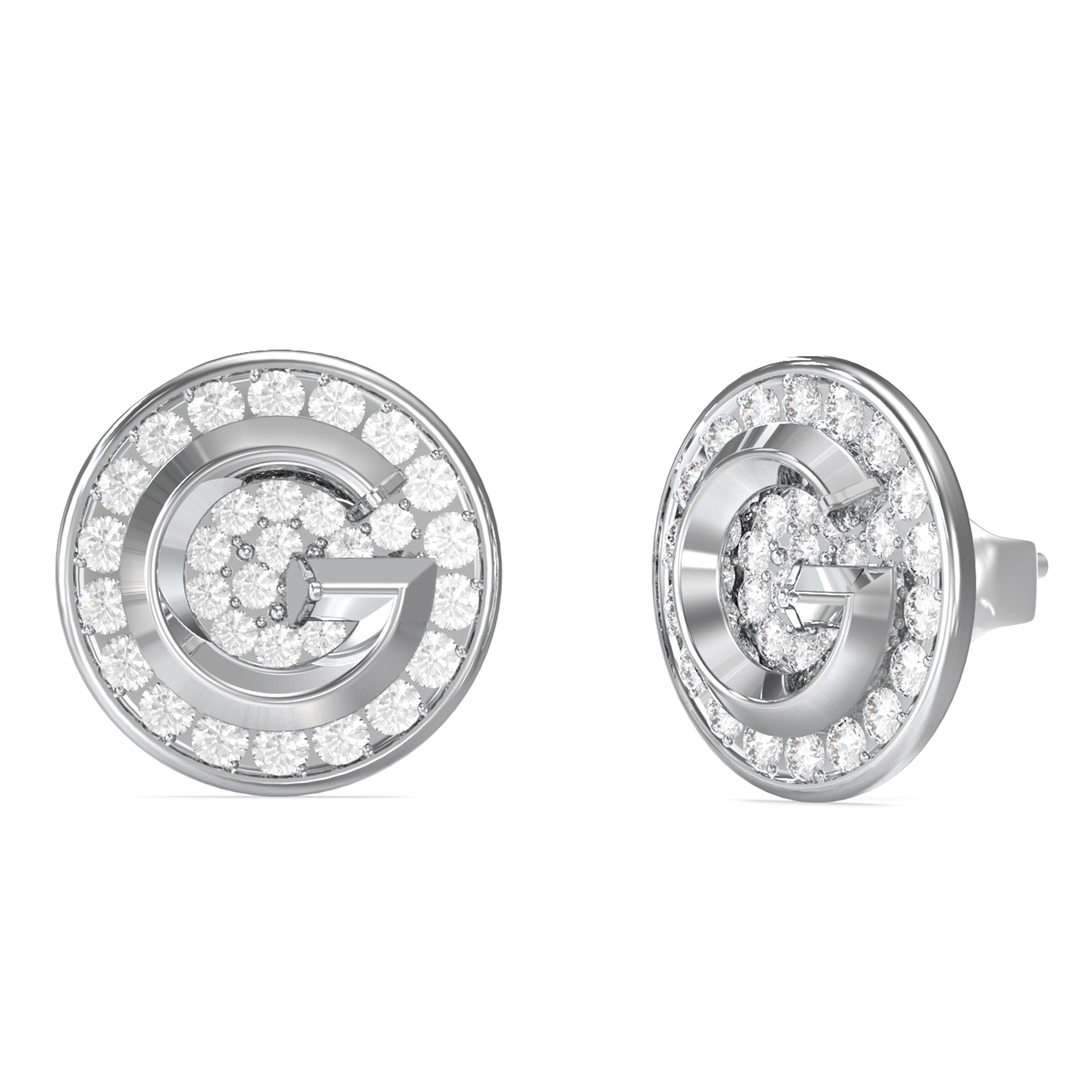 GUESS Jewellery G Crystal Earrings Silver Stainless Steel with Zircon Stones JUBE05448JWRHT/U - 1
