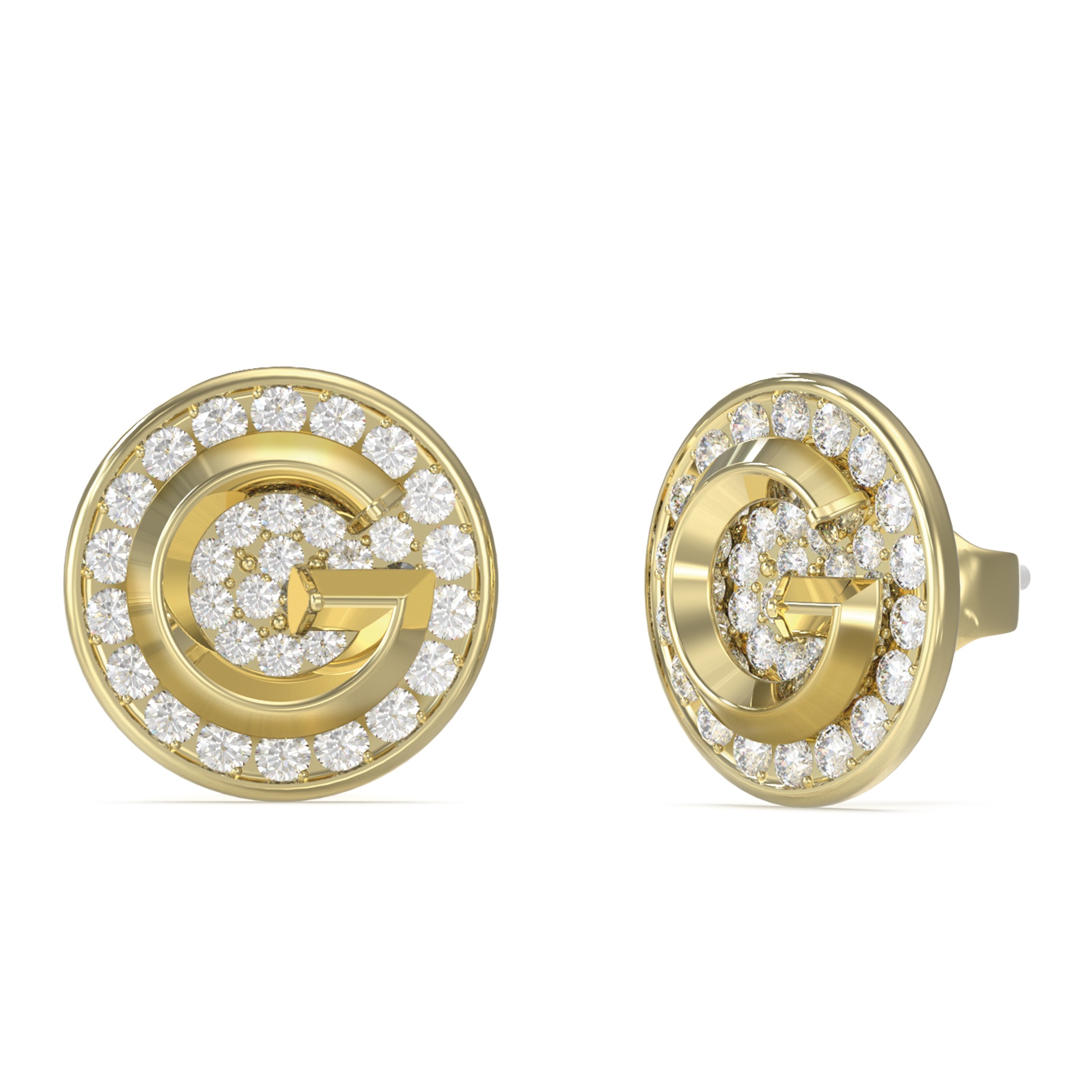 GUESS Jewellery G Crystal Full Stone Earrings Gold Plated Stainless Steel with Zircon Stones JUBE05448JWYGT/U - 