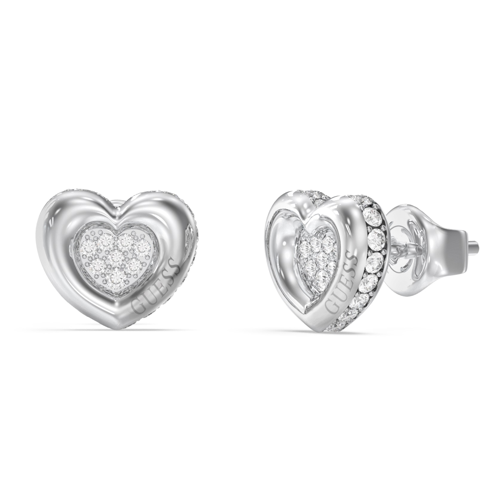 GUESS Jewellery L.O.V.E. Earrings Silver Stainless Steel with Zircon Stones JUBE05466JWRHT/U - 1