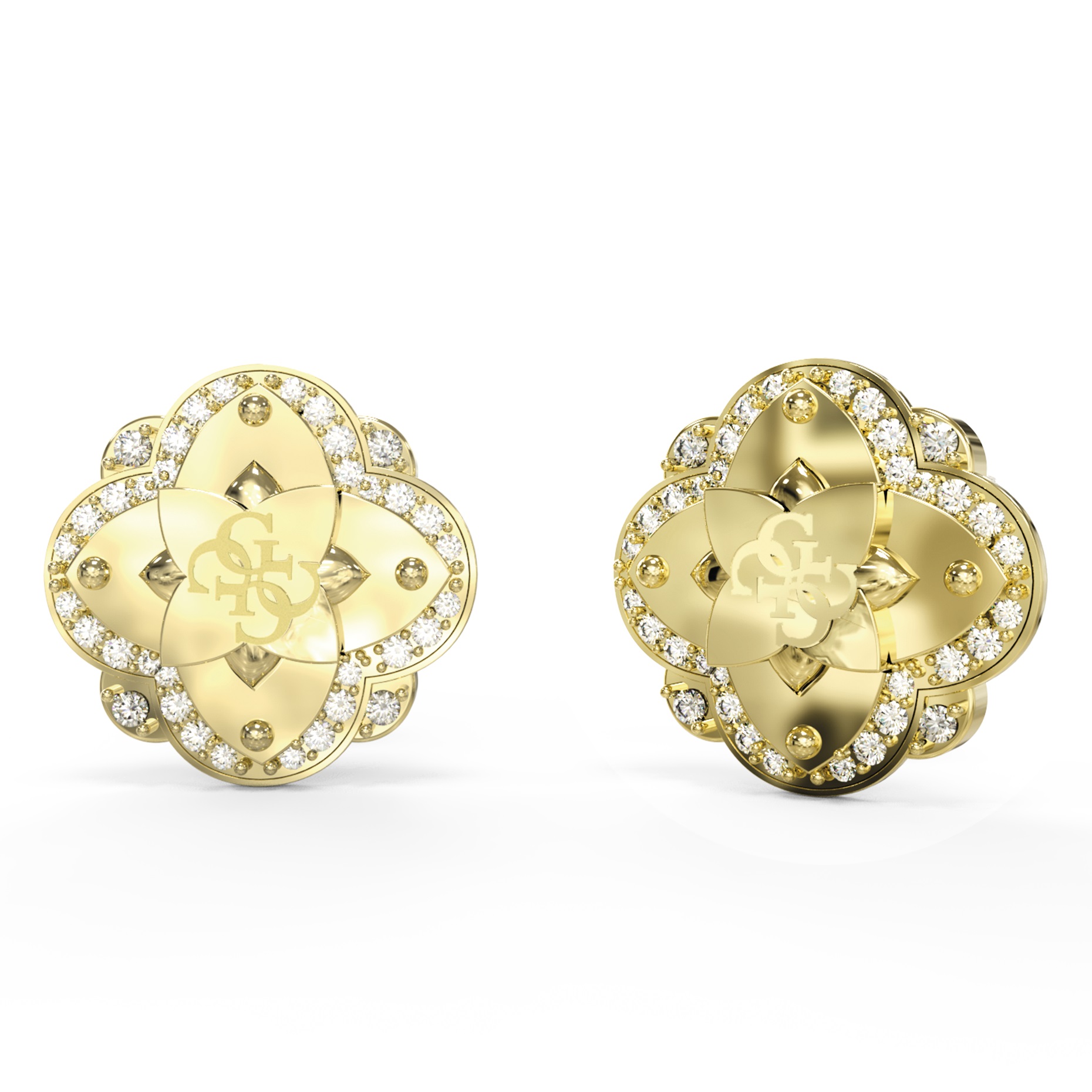 GUESS Jewellery Wildflower Earrings Gold Plated Stainless Steel with Zircon Stones JUBE05510JWYGT/U - 1