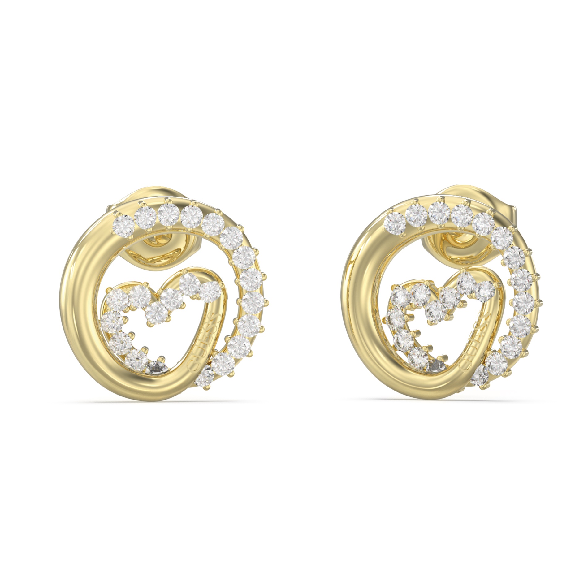 GUESS Jewellery Iconique Earrings Gold Plated Stainless Steel with Zircon Stones JUBE05528JWYGT/U - 