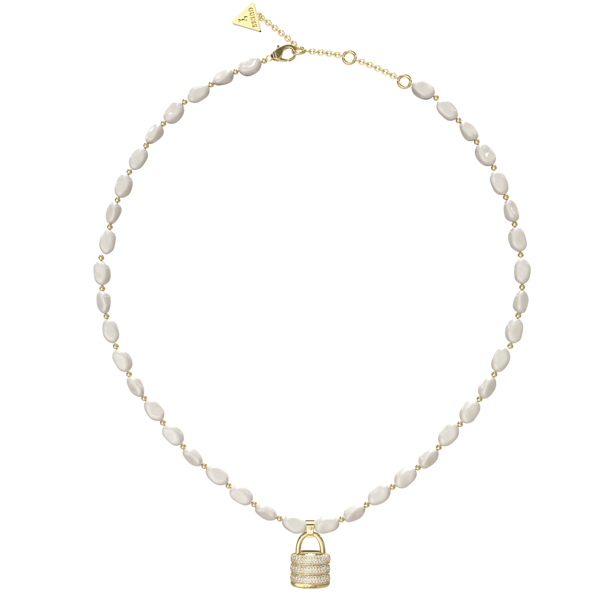 GUESS Jewellery My Secret Necklace from Gold Plated Stainless Steel with Zircon Stones and Pearls JUBN05405JWYGT/U - 