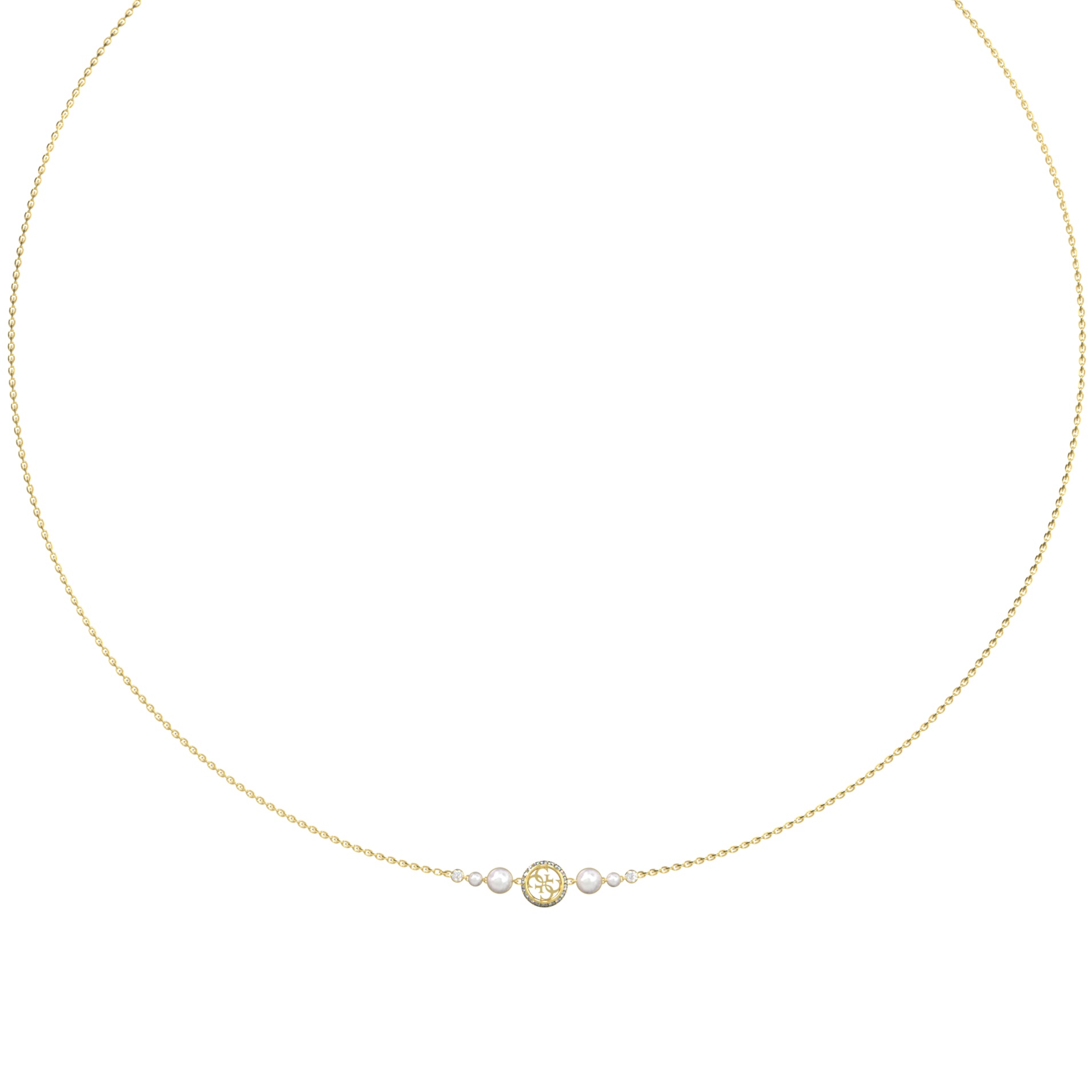 ΚΟΛΙΕ Tiny Pearly GUESS Jewellery από Επιχρυσωμένο Ανοξείδωτο Ατσάλι με Πέτρες Ζιργκόν και Μαργαριτάρια JUBN05519JWYGT/U - 