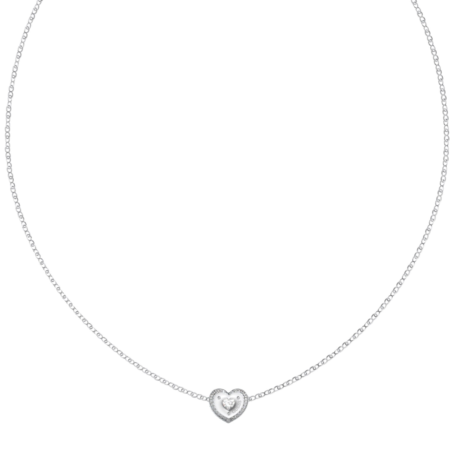 GUESS Jewellery Till Morning Necklace from Silver Stainless Steel with Zircon Stones JUBN05549JWRHT/U - 
