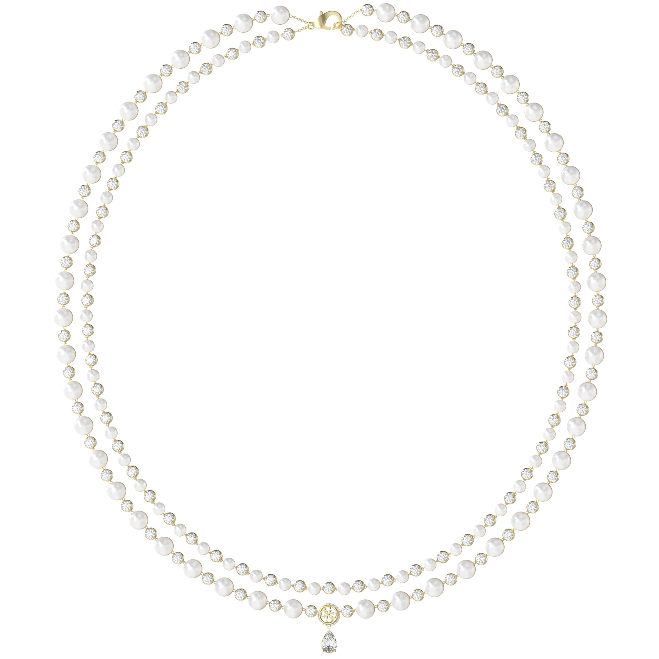 GUESS Jewellery Tiny Pearly Necklace from Gold Plated Stainless Steel with Zircon Stones and Pearls JUBN05576JWYGT/U - 2