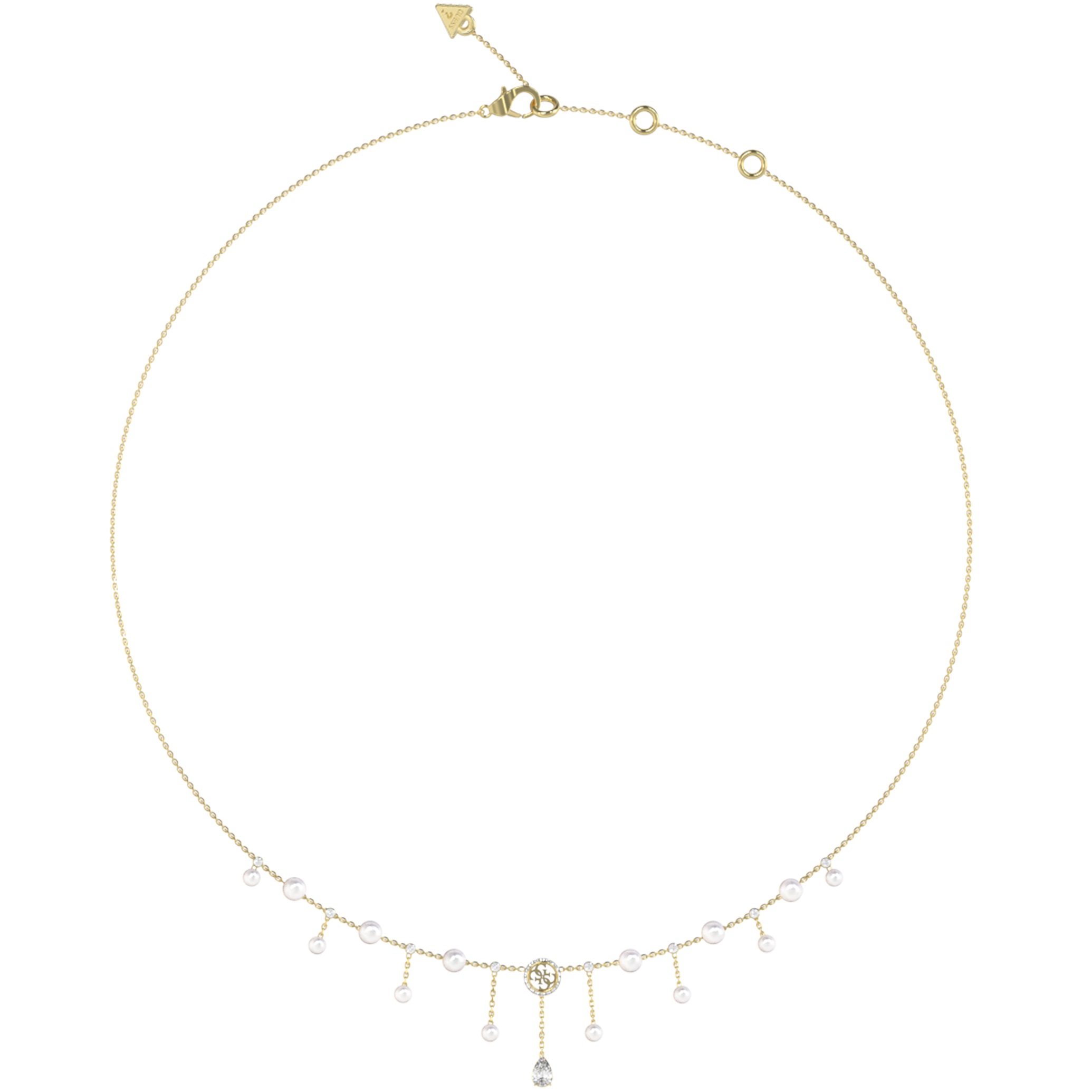 GUESS Jewellery Tiny Pearly Necklace from Gold Plated Stainless Steel with Zircon Stones and Pearls JUBN05580JWYGT/U - 2