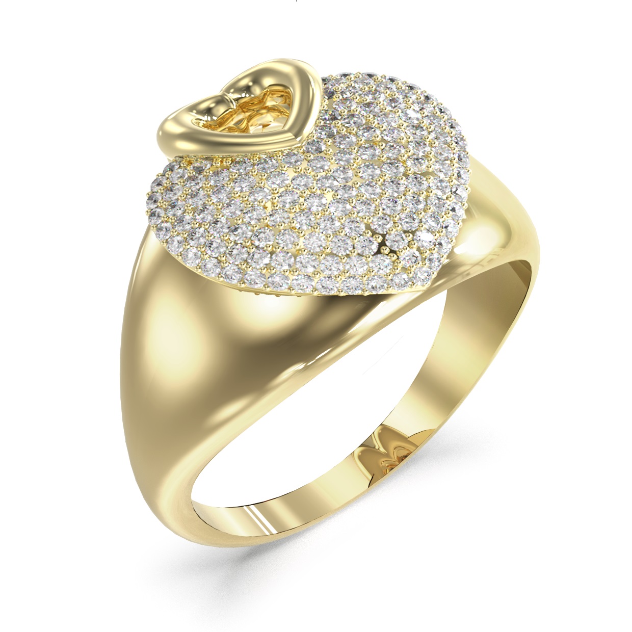GUESS Jewellery Crazy In Love Ring from Gold Plated Stainless Steel with Zircon Stones JUBR05215JWYG54 - 1