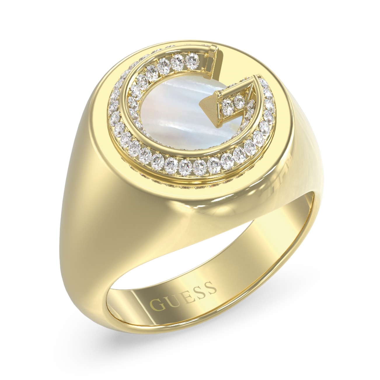 GUESS G Crystal Jewellery Ring from Gold Plated Stainless Steel with Zircon Stones JUBR05439JWYG56 - 1