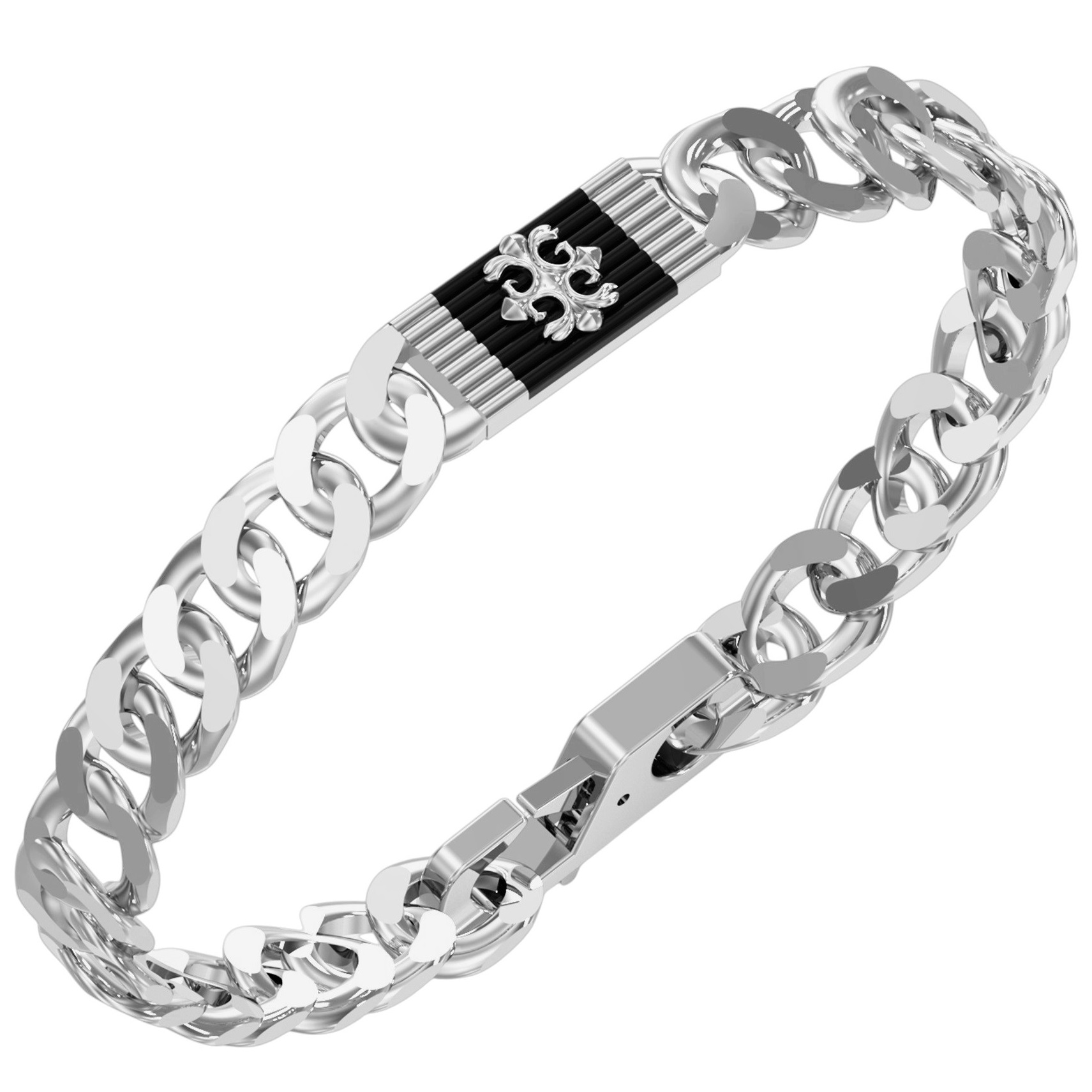 GUESS Jewelry Bracelet for Him Rebel Moon Black and Silver Stainless Steel JUMB05070JWSTBKL - 
