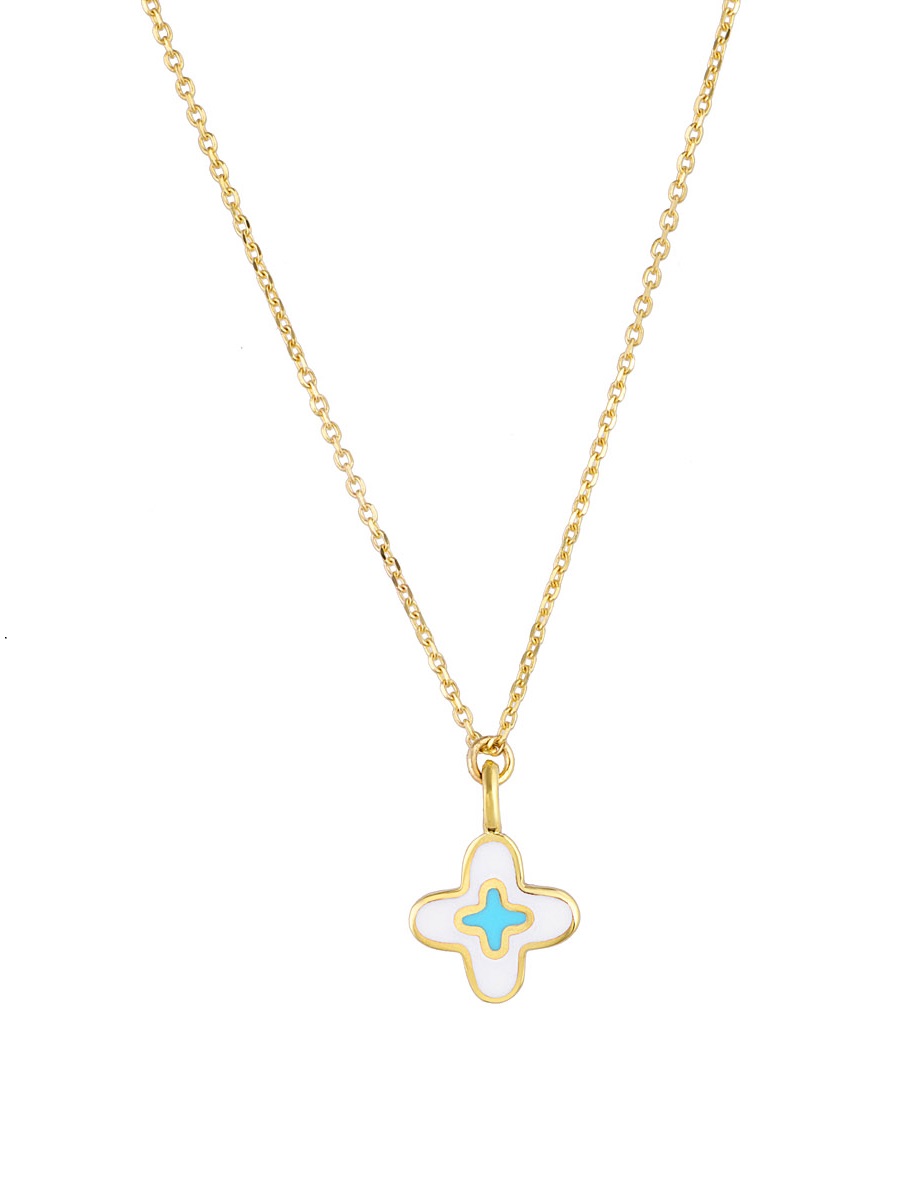 NECKLACE Children's SENZIO Collection Yellow Gold K14 with White Enamel K14-0077.Y - 