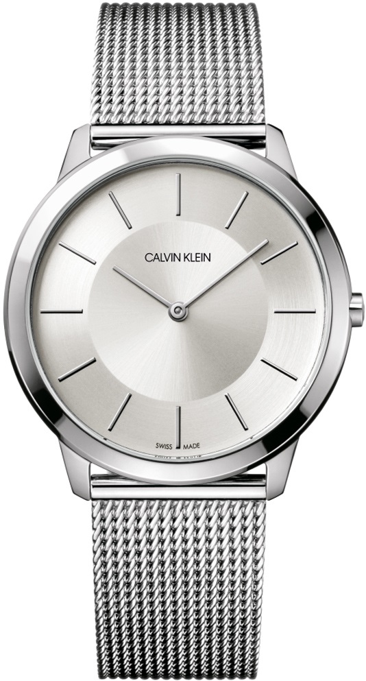CALVIN KLEIN Minimal Silver Dial 40mm Silver Stainless Steel Mesh Bracelet K3M21126 - 1