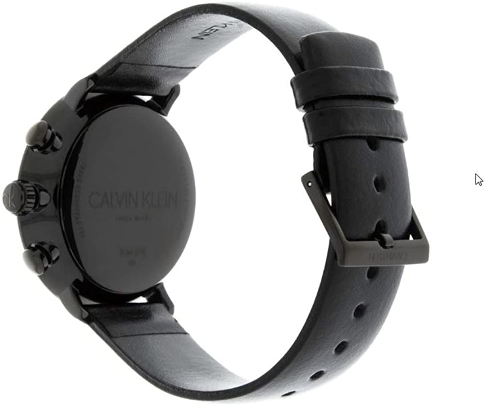 CALVIN KLEIN High Noon Chronograph 43mm Black Stainless Steel Black Leather Strap K8M274CB - 2