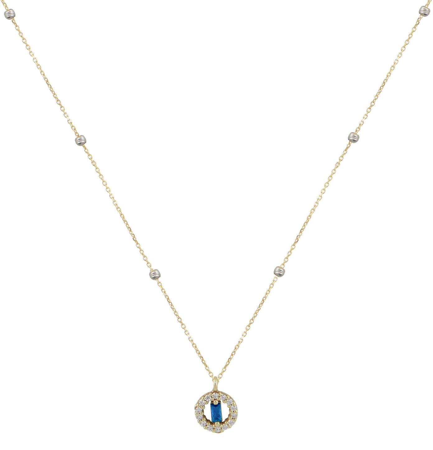 ΚΟΛΙΕ SENZIO Collection Κ9 Κίτρινο και Λευκό Χρυσό με Λευκές και Μπλε Πέτρες Ζιργκον KB948YW.K9 - 