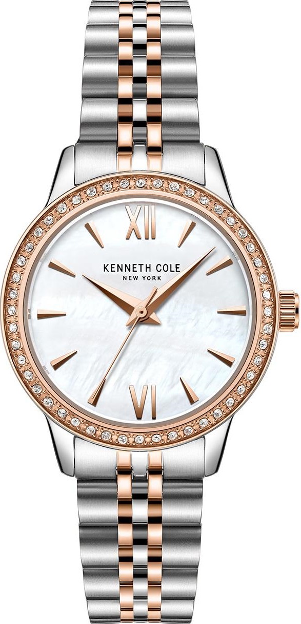 KENNETH COLE New York Three Hands 32mm Two Tone Rose Gold & Silver Stainless Steel Bracelet KC51110002 - 