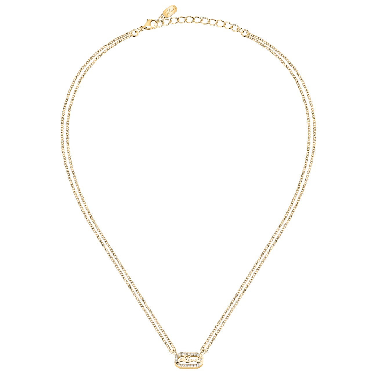 KARL LAGERFELD Crystals Necklace from Gold-Plated Stainless Steel with Zircon Stones KLAYC12 - 
