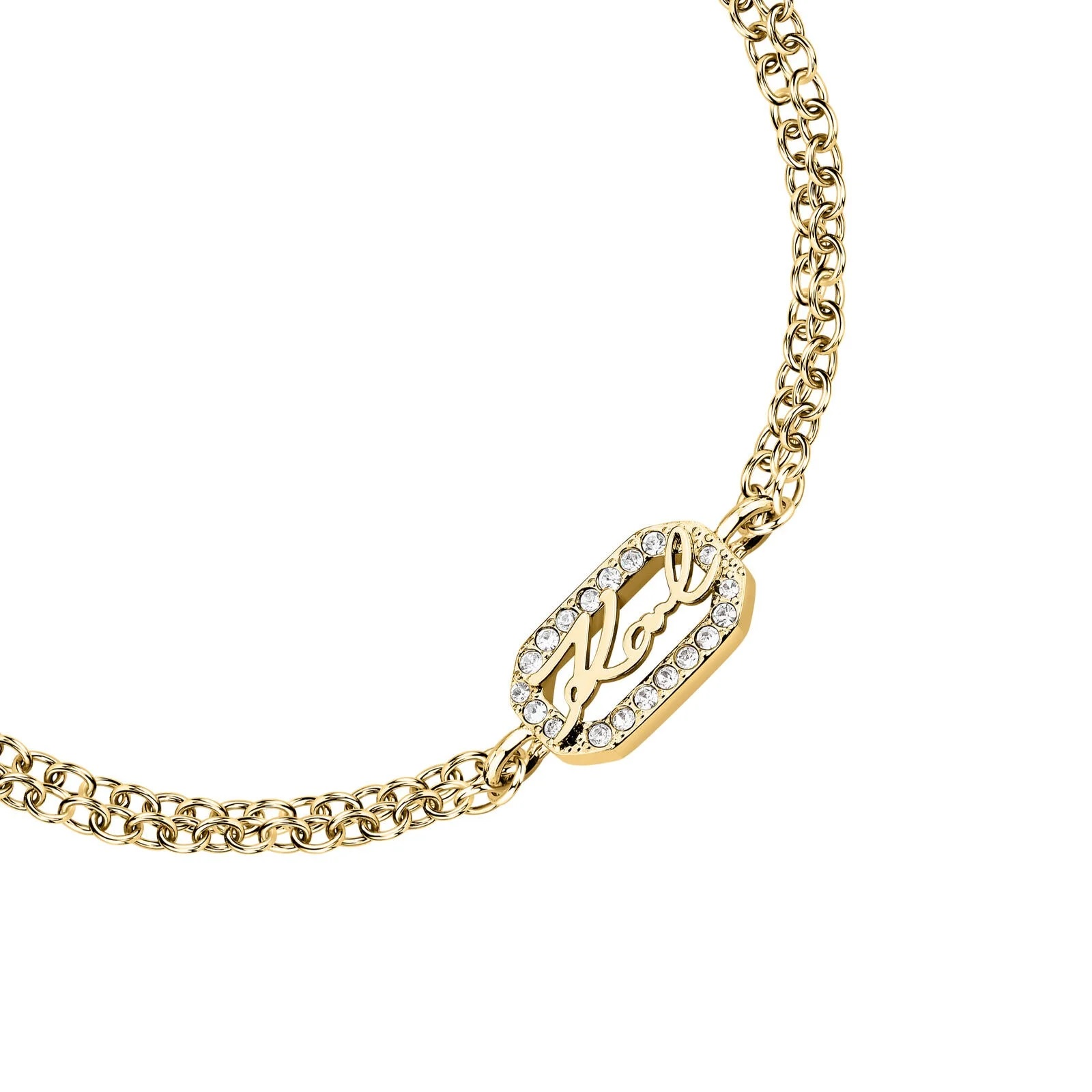 KARL LAGERFELD Crystals Bracelet from Gold-Plated Stainless Steel with Zircon Stones KLAYC32 - 