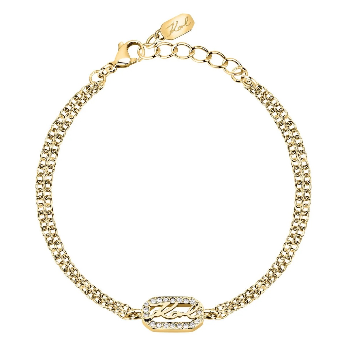KARL LAGERFELD Crystals Bracelet from Gold-Plated Stainless Steel with Zircon Stones KLAYC32 - 
