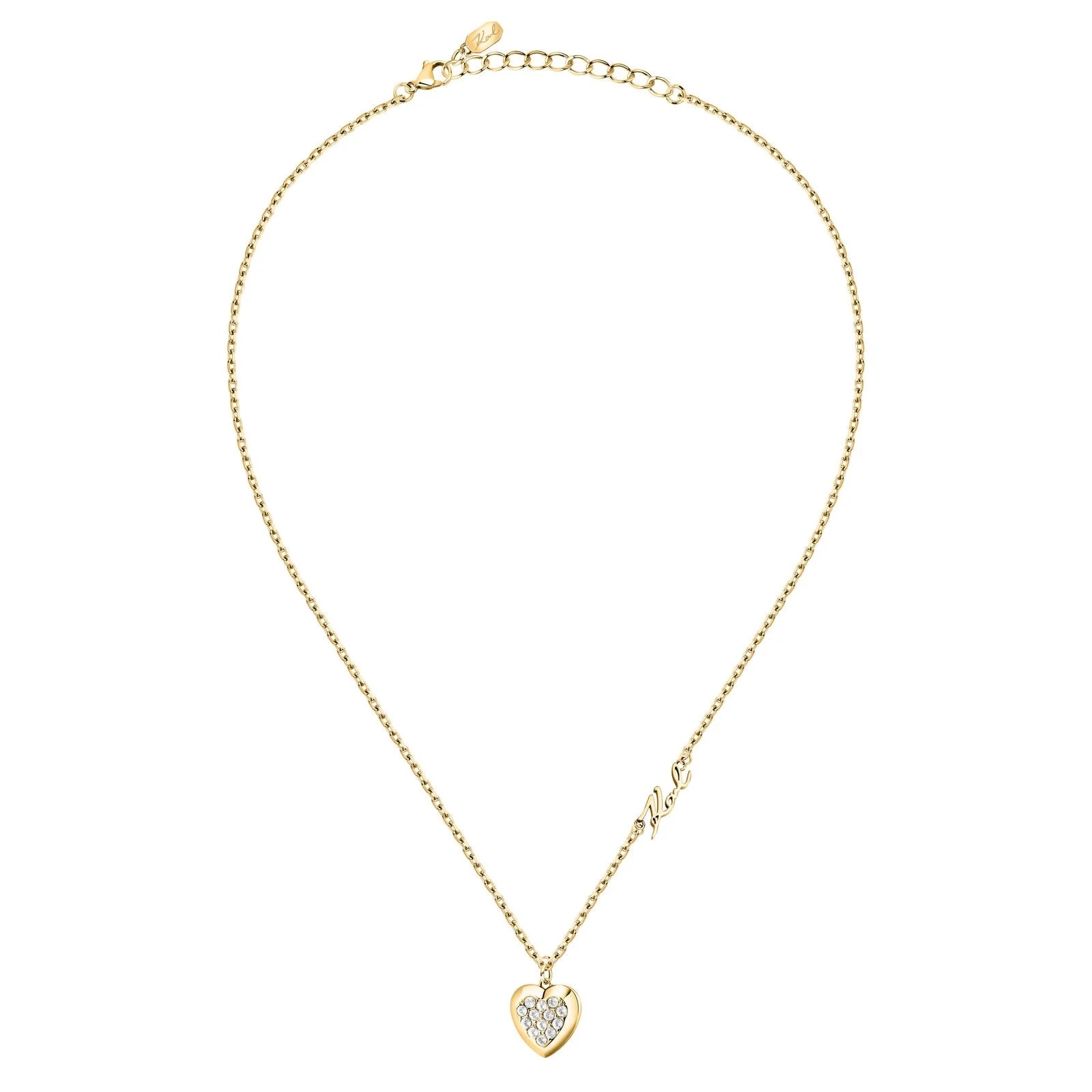 KARL LAGERFELD Charms Necklace from Gold-Plated Stainless Steel with Zircon Stones KLAYD03 - 