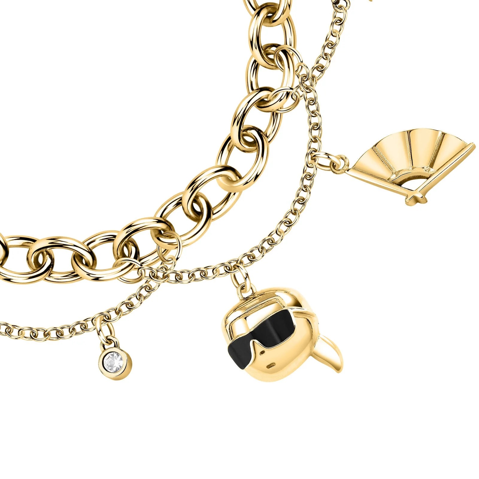 KARL LAGERFELD Charms Bracelet from Gold-Plated Stainless Steel with Zircon Stones KLAYD11 - 