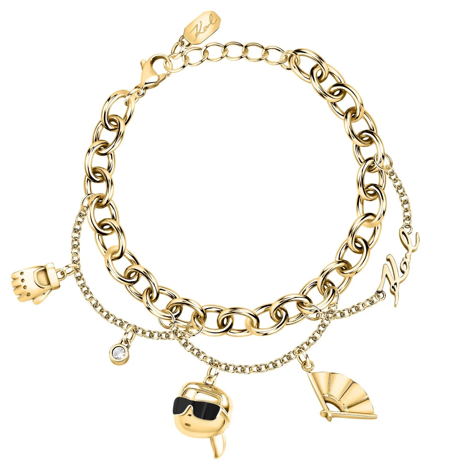 KARL LAGERFELD Charms Bracelet from Gold-Plated Stainless Steel with Zircon Stones KLAYD11 - 