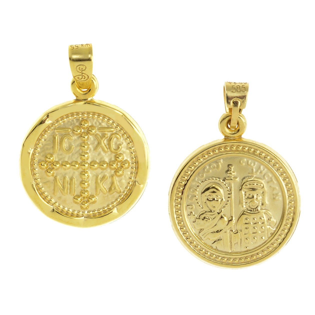 CHRISTIAN CHARMS Byzantine Double Sided SENZIO Collection from K14 Yellow Gold KN0195 - 