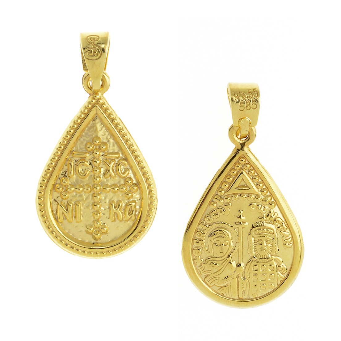 CHRISTIAN CHARMS Byzantine Double Sided SENZIO Collection from K14 Yellow Gold KN0197 - 