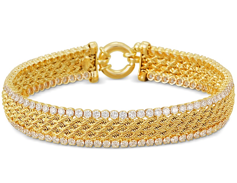 ΒΡΑΧΙΟΛΙ SENZIO Collection Κίτρινο Χρυσό K14 με Πέτρες Ζιργκόν KOR409B - 