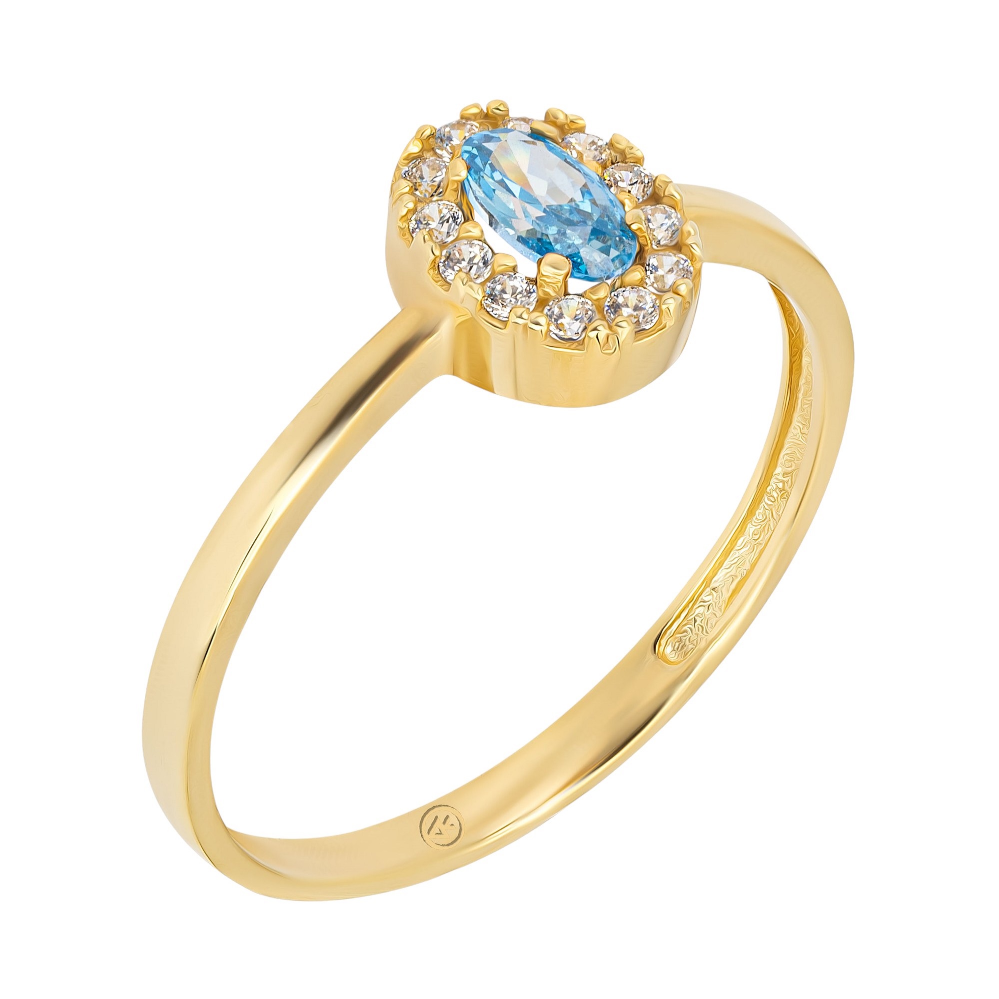 RING Halo SENZIO Collection K14 Yellow Gold with Zircon Stones R040YA - 