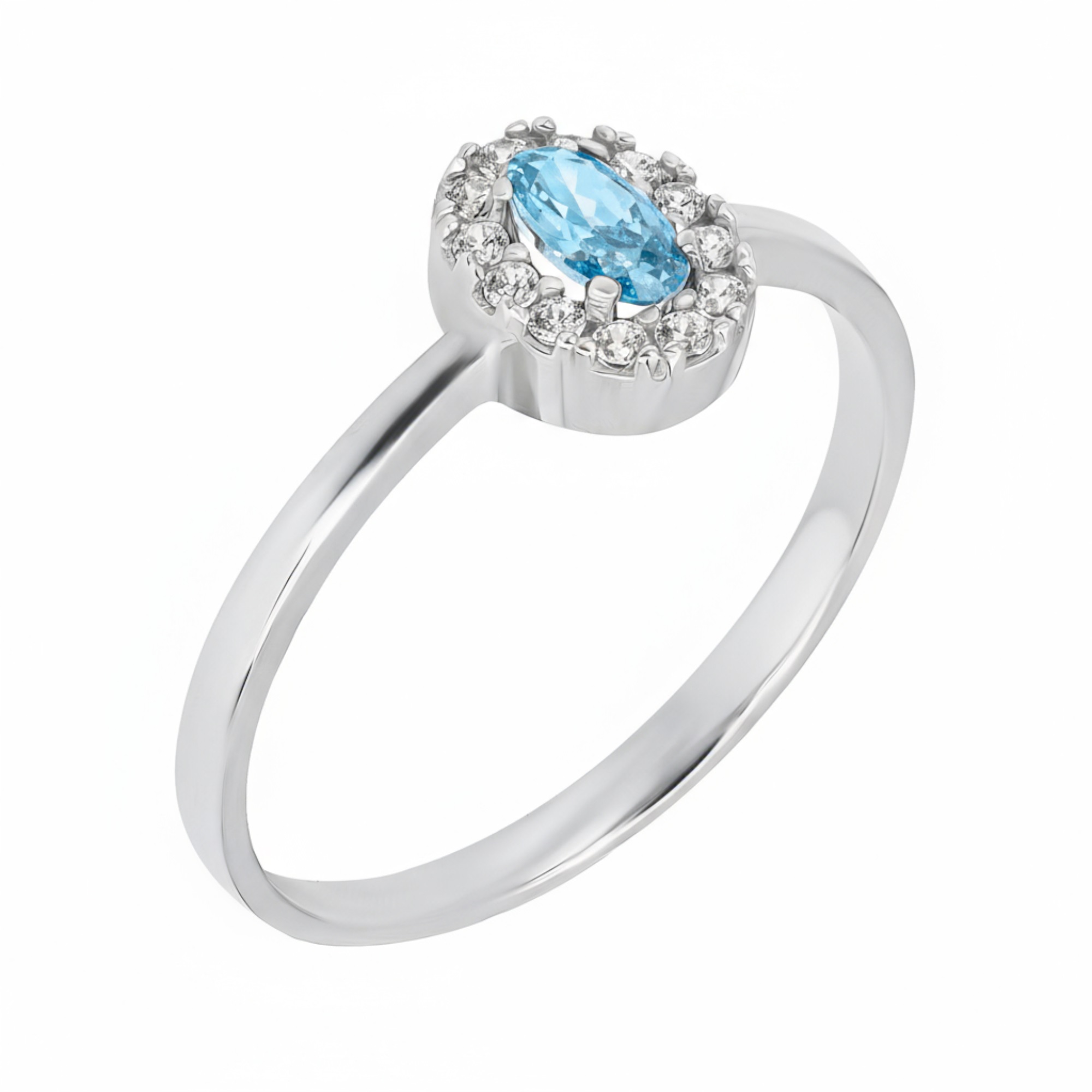 RING Rosette SENZIO Collection White Gold K14 with Zircon Stones R040WA - 