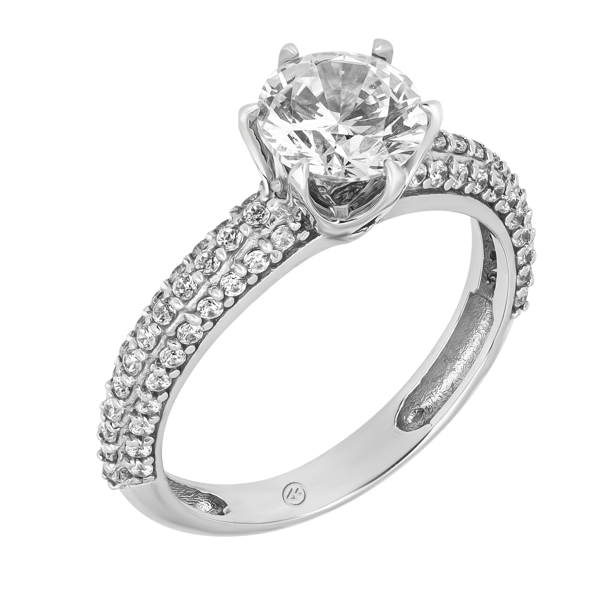 RING Solittaire K14 White Gold with Zircon Stones ER031W - 