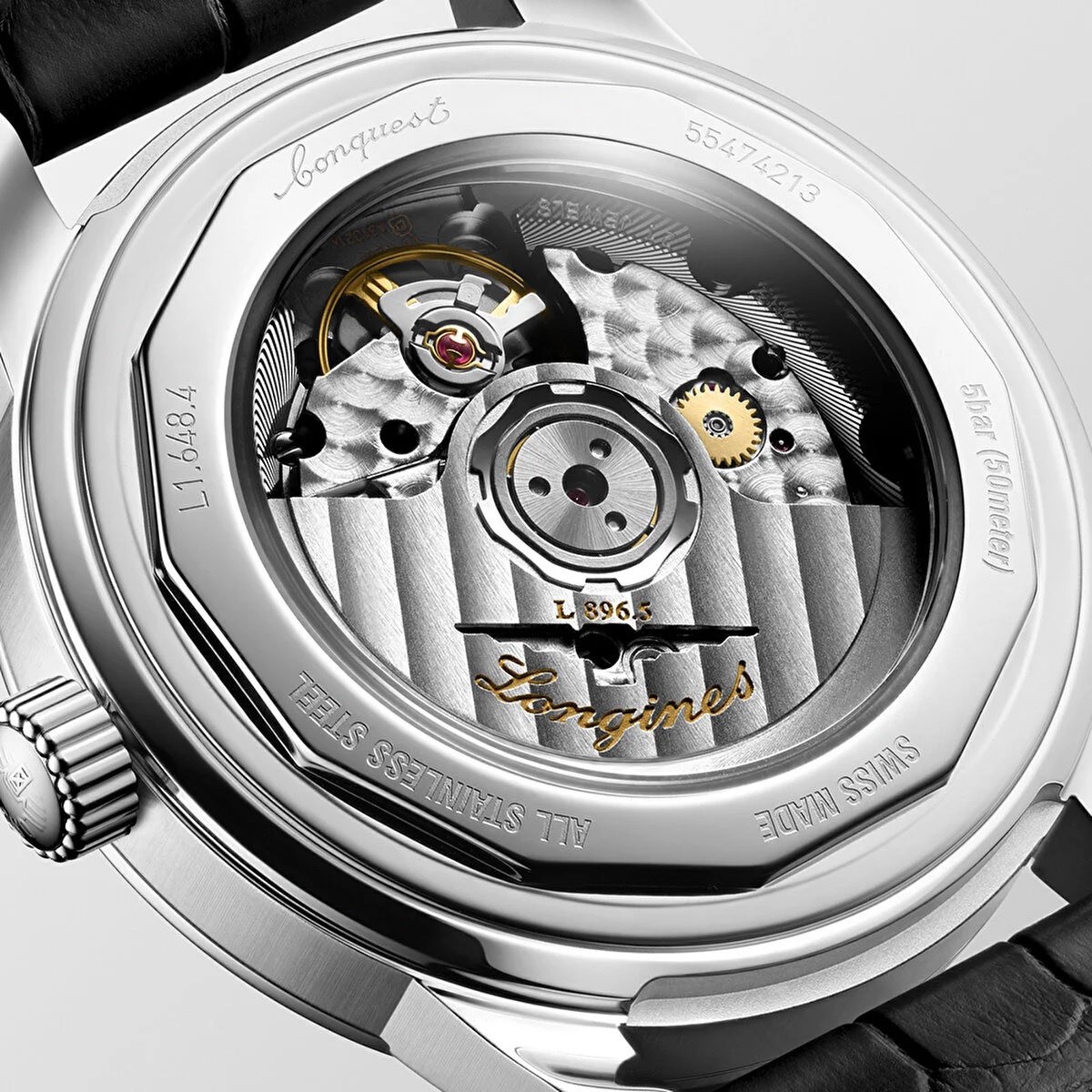 LONGINES Conquest Heritage Power Reserve Beige Dial 38mm Silver Stainless Steel Black Leather Strap L16484782 - 4