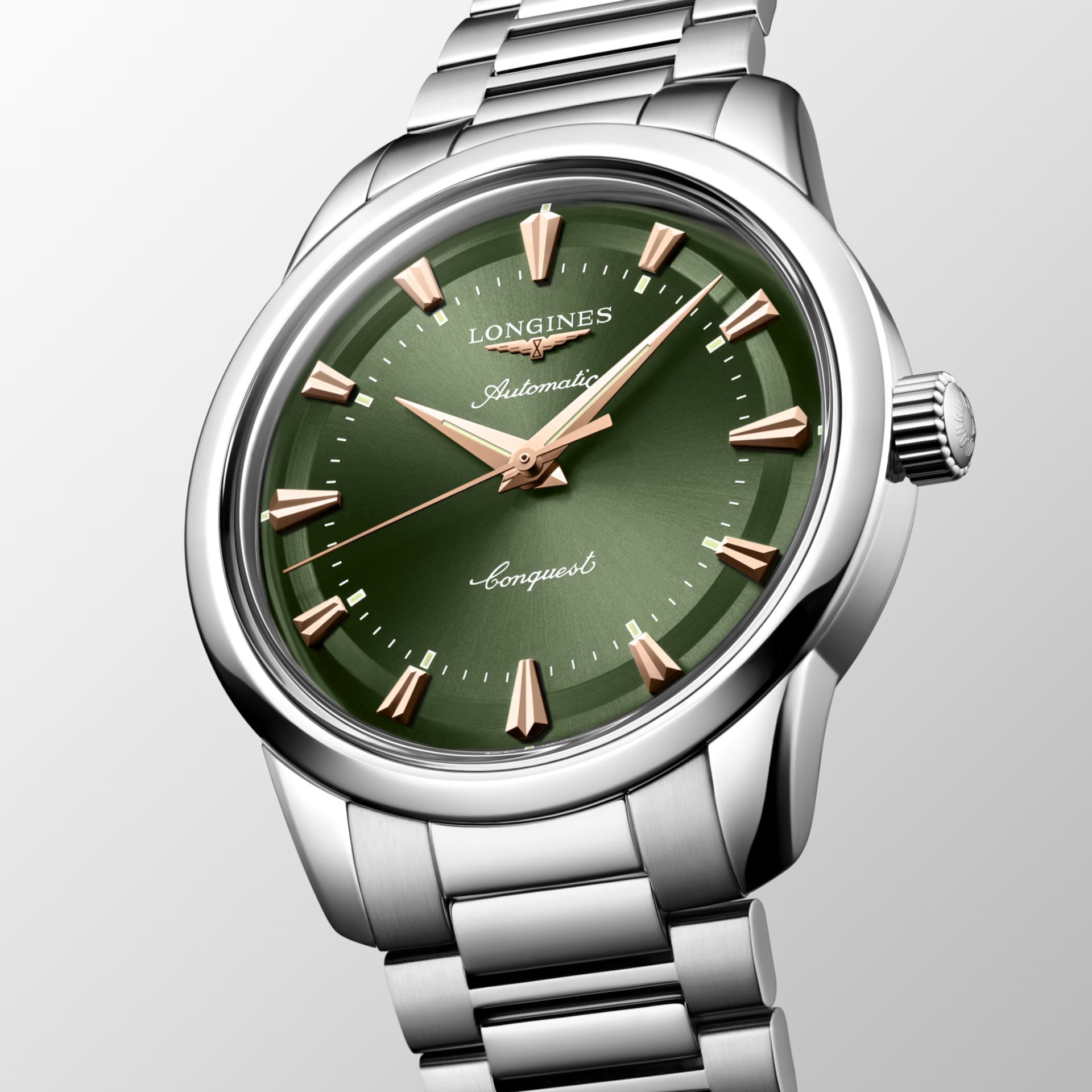 LONGINES Conquest Heritage Green Dial 40mm Silver Stainless Steel Bracelet L16504026 - 3