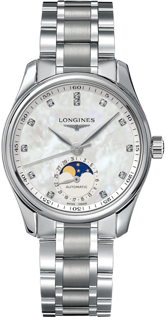 LONGINES Master Collection Lady's Moon Face 34mm Silver Stainless Steel Bracelet L24094876 - 