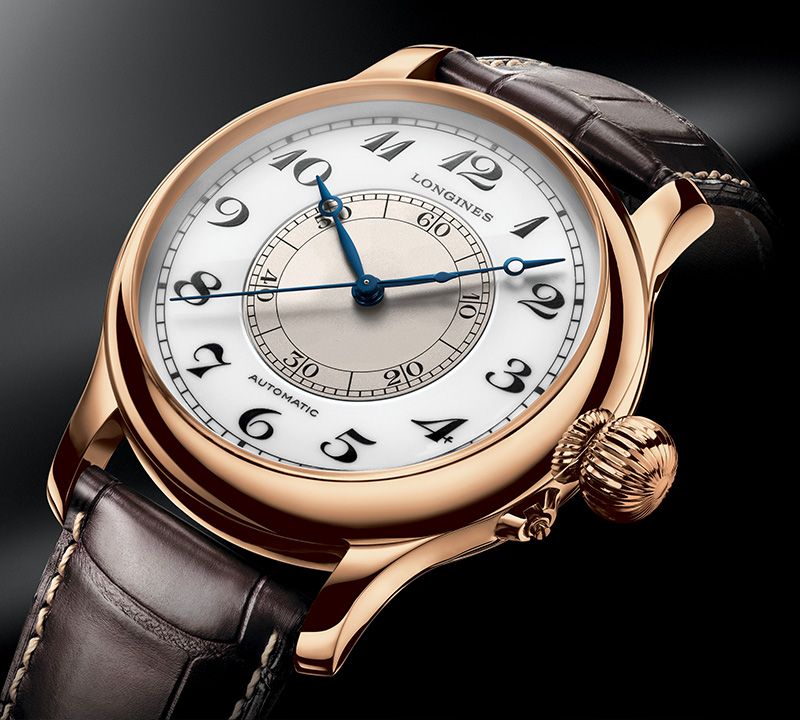LONGINES Heritage Avigation Weems Second-Setting Automatic Three Hands 47.5mm Solid Rose Gold 18k Brown Leather Strap L27138130 - 