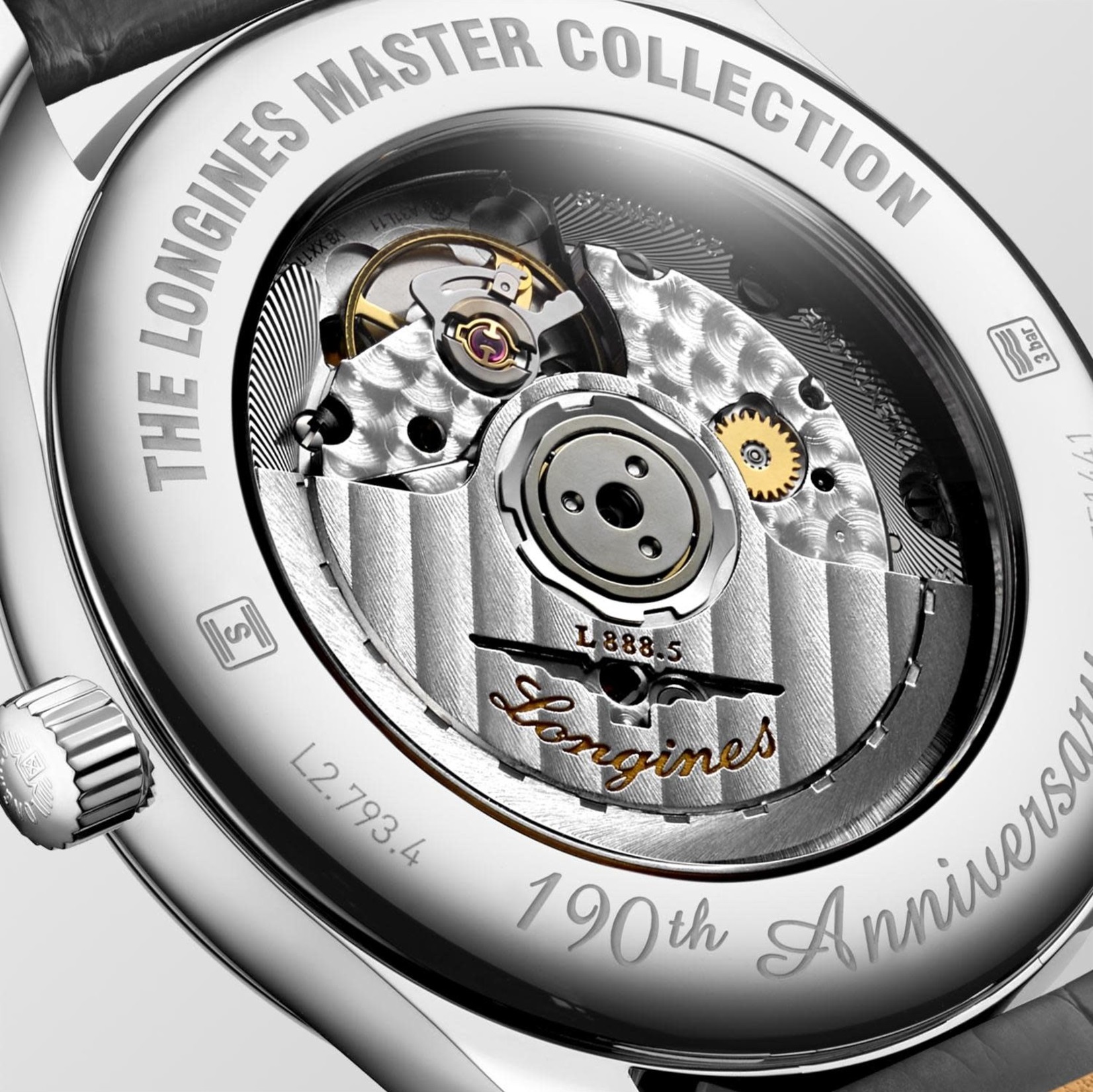 LONGINES Master Collection 190th Anniversary 40mm Silver Stainless Steel Grey Leather Strap L27934732 - 3