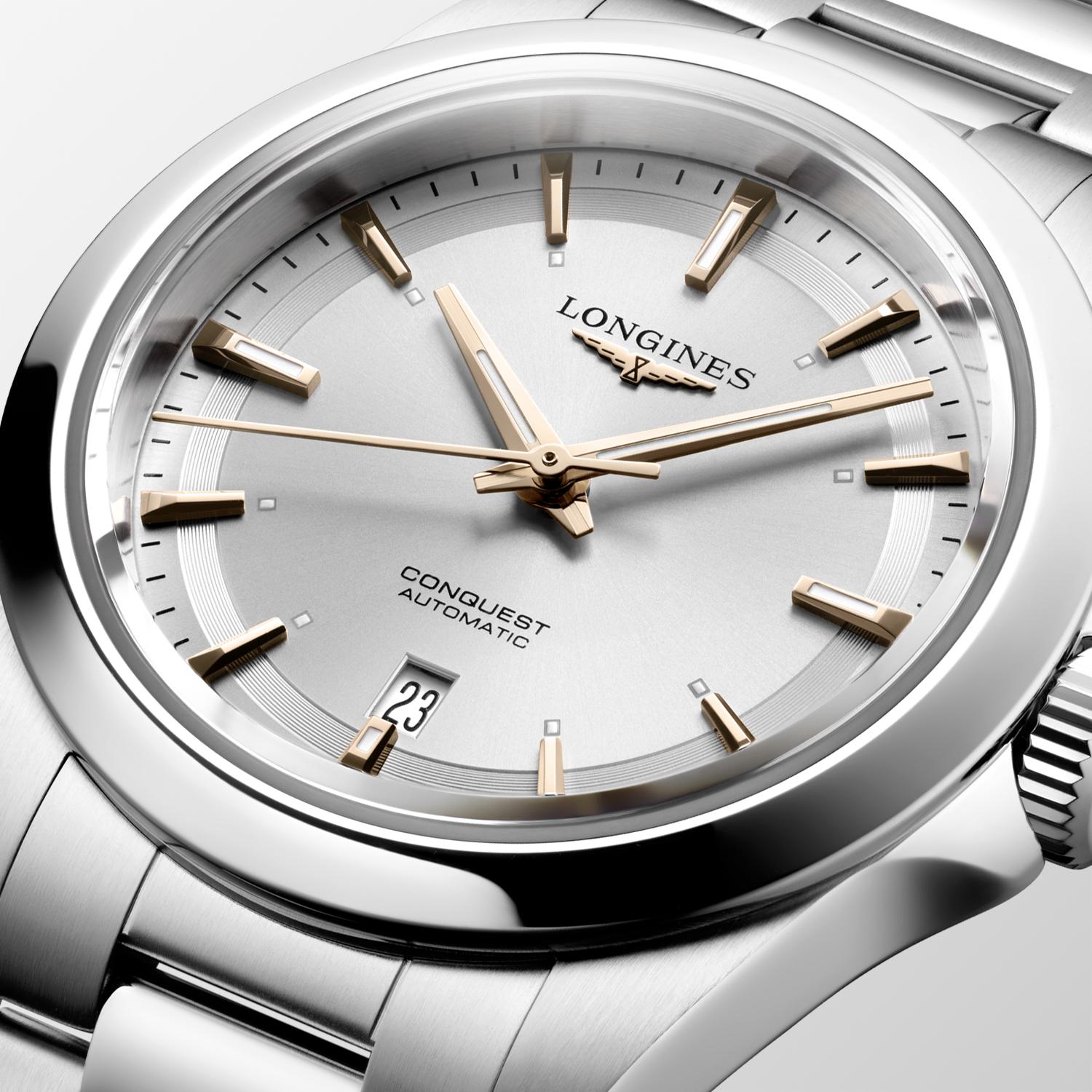 LONGINES Conquest Automatic Sunray Silver Dial 30mm Silver Stainless Steel Bracelet L33204726 - 5