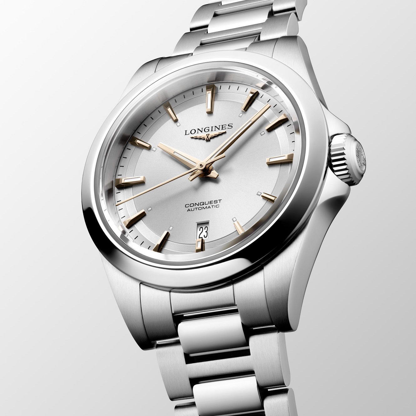 LONGINES Conquest Automatic Sunray Silver Dial 30mm Silver Stainless Steel Bracelet L33204726 - 4