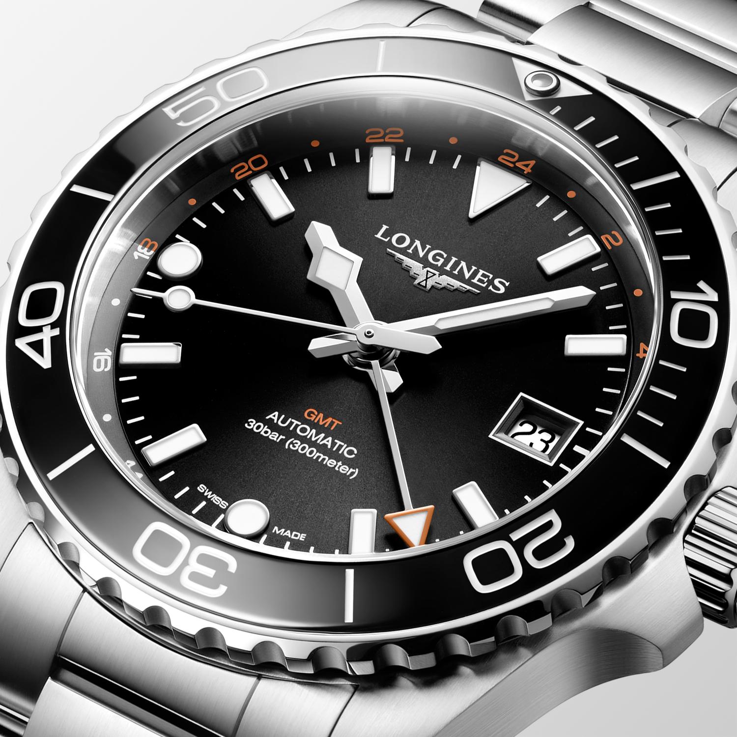 LONGINES HydroConquest GMT Ceramic Automatic Black Dial 41mm Silver Stainless Steel Bracelet L37904566 - 3