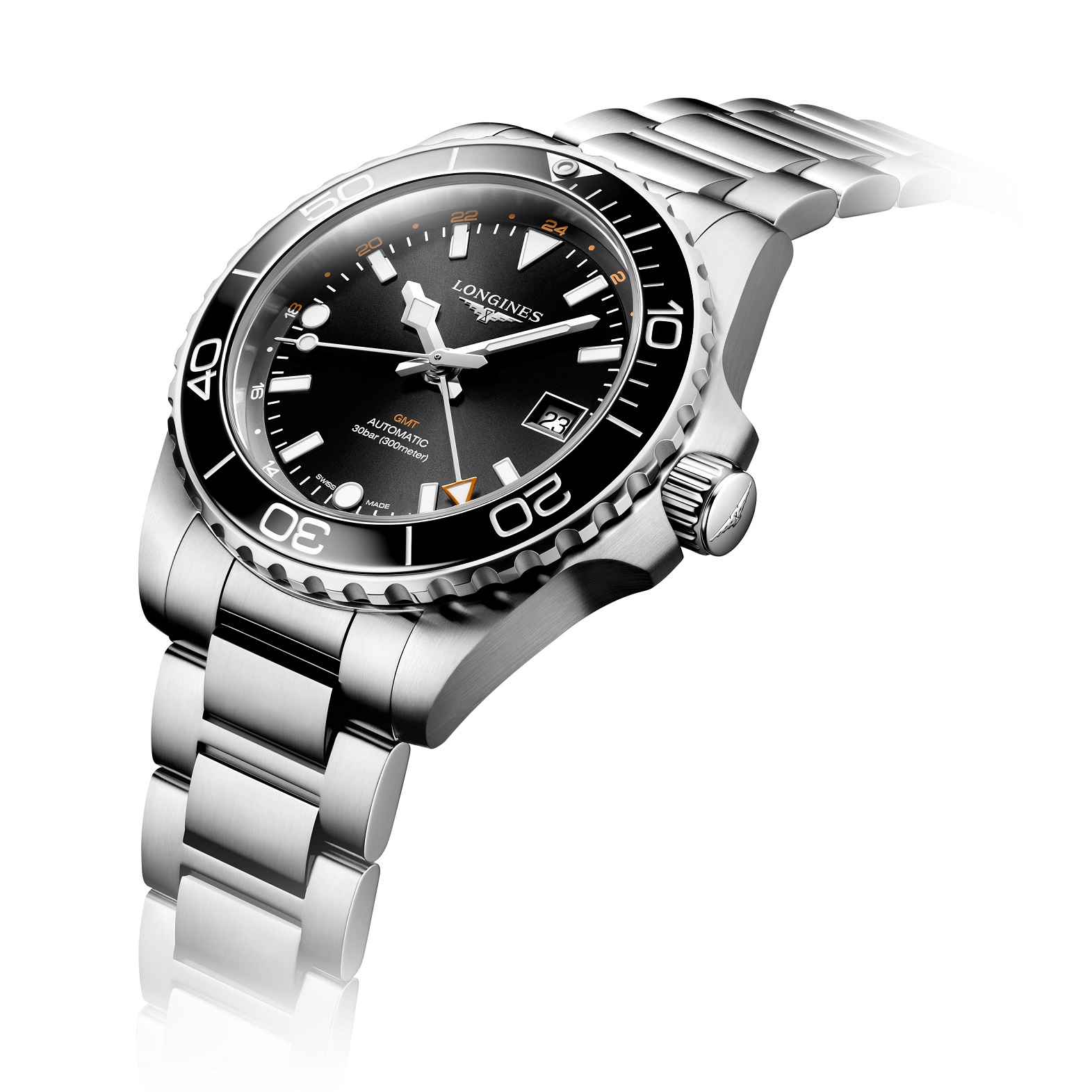 LONGINES HydroConquest GMT Ceramic Automatic Black Dial 41mm Silver Stainless Steel Bracelet L37904566 - 2
