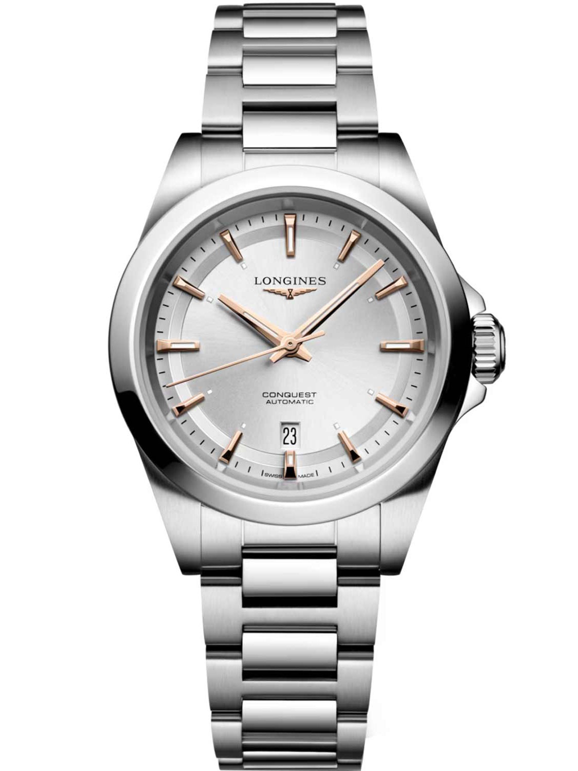 LONGINES Conquest Automatic Sunray Silver Dial 30mm Silver Stainless Steel Bracelet L33204726 - 