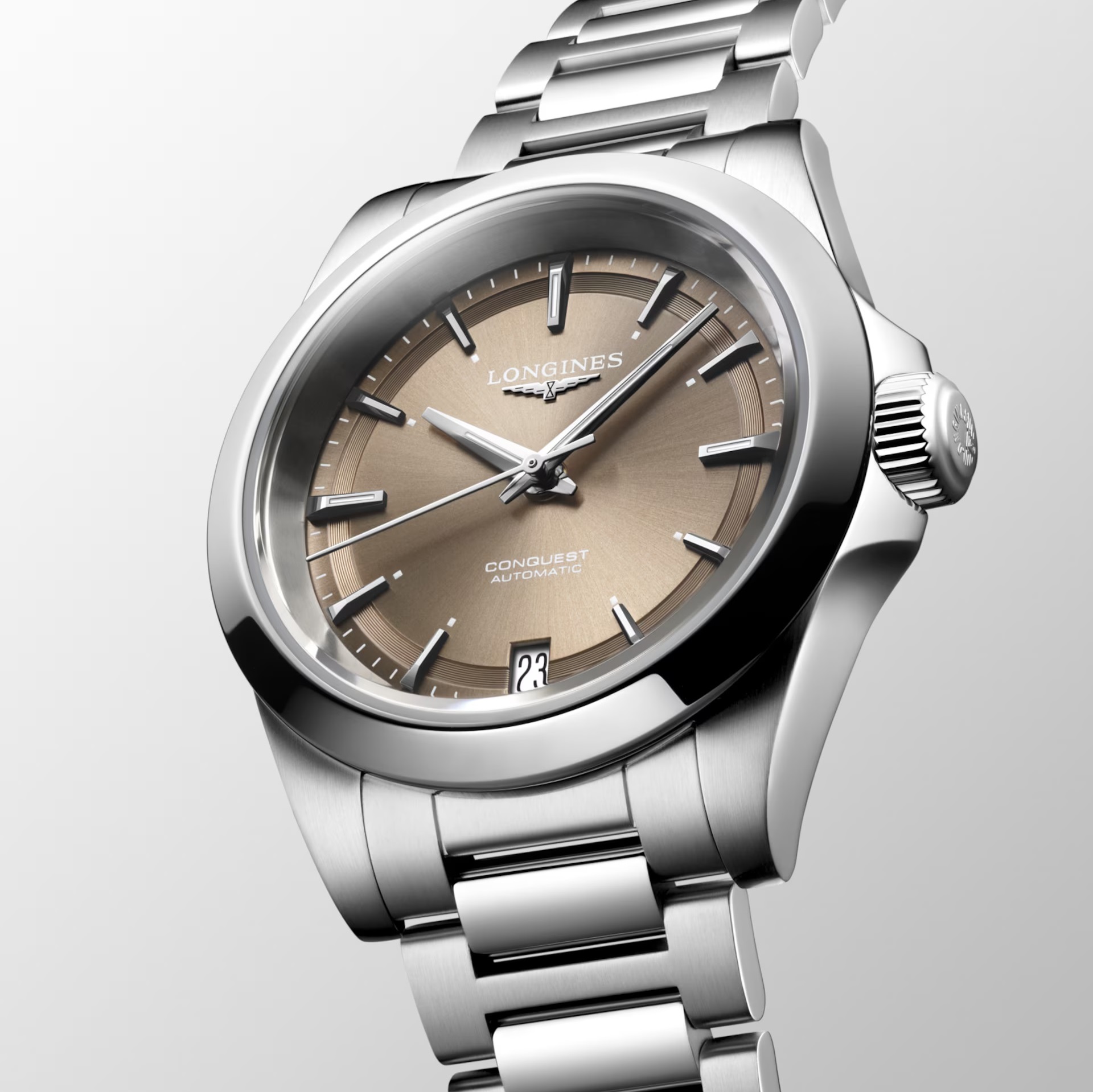 LONGINES Conquest Automatic Sunray Brown Dial 34mm Silver Stainless Steel Bracelet L34304626 - 4