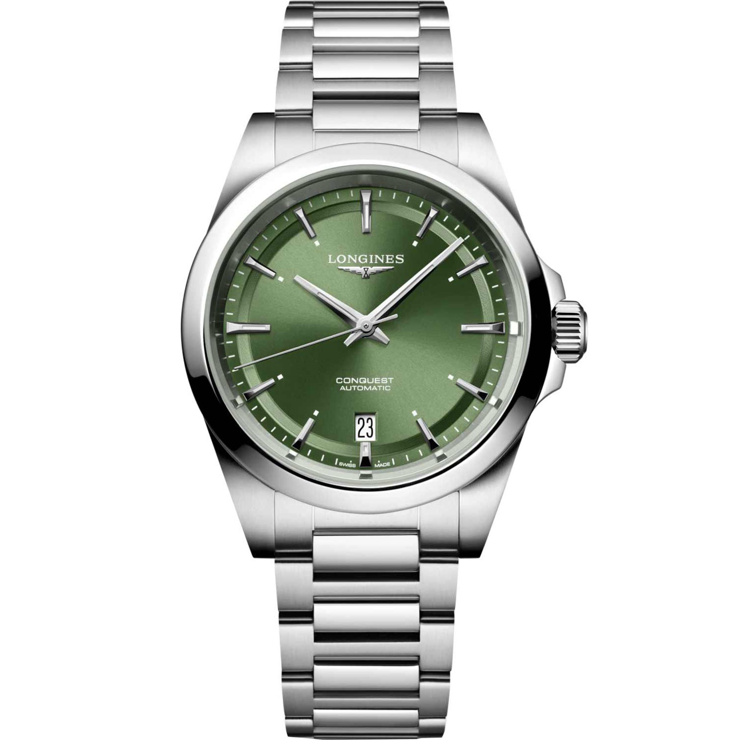 LONGINES Conquest Automatic Sunray Green Dial 38mm Silver Stainless Steel Bracelet L37204026 - 