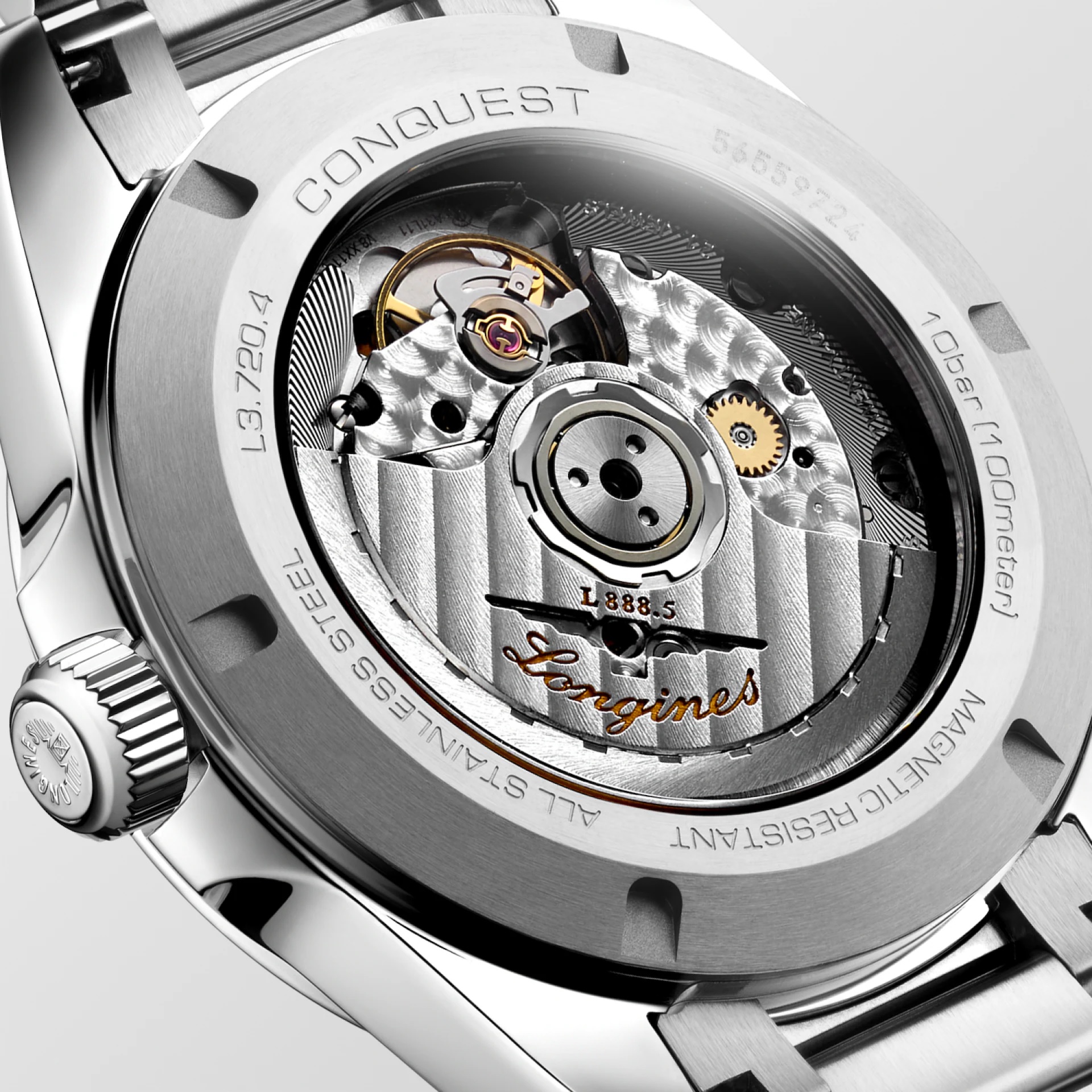 LONGINES Conquest Automatic Sunray Champagne Dial 38mm Silver Stainless Steel Bracelet L37204626 - 