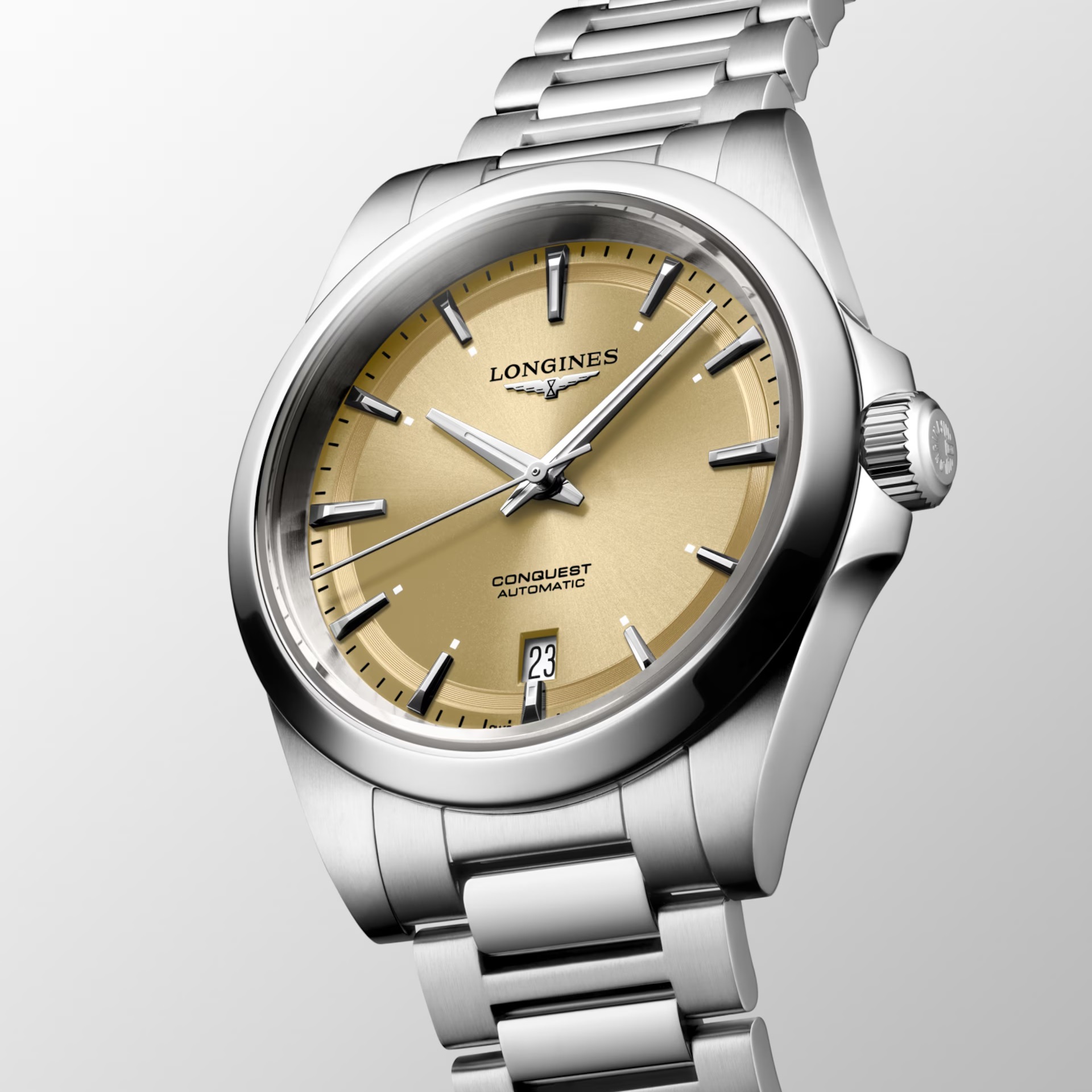 LONGINES Conquest Automatic Sunray Champagne Dial 38mm Silver Stainless Steel Bracelet L37204626 - 3