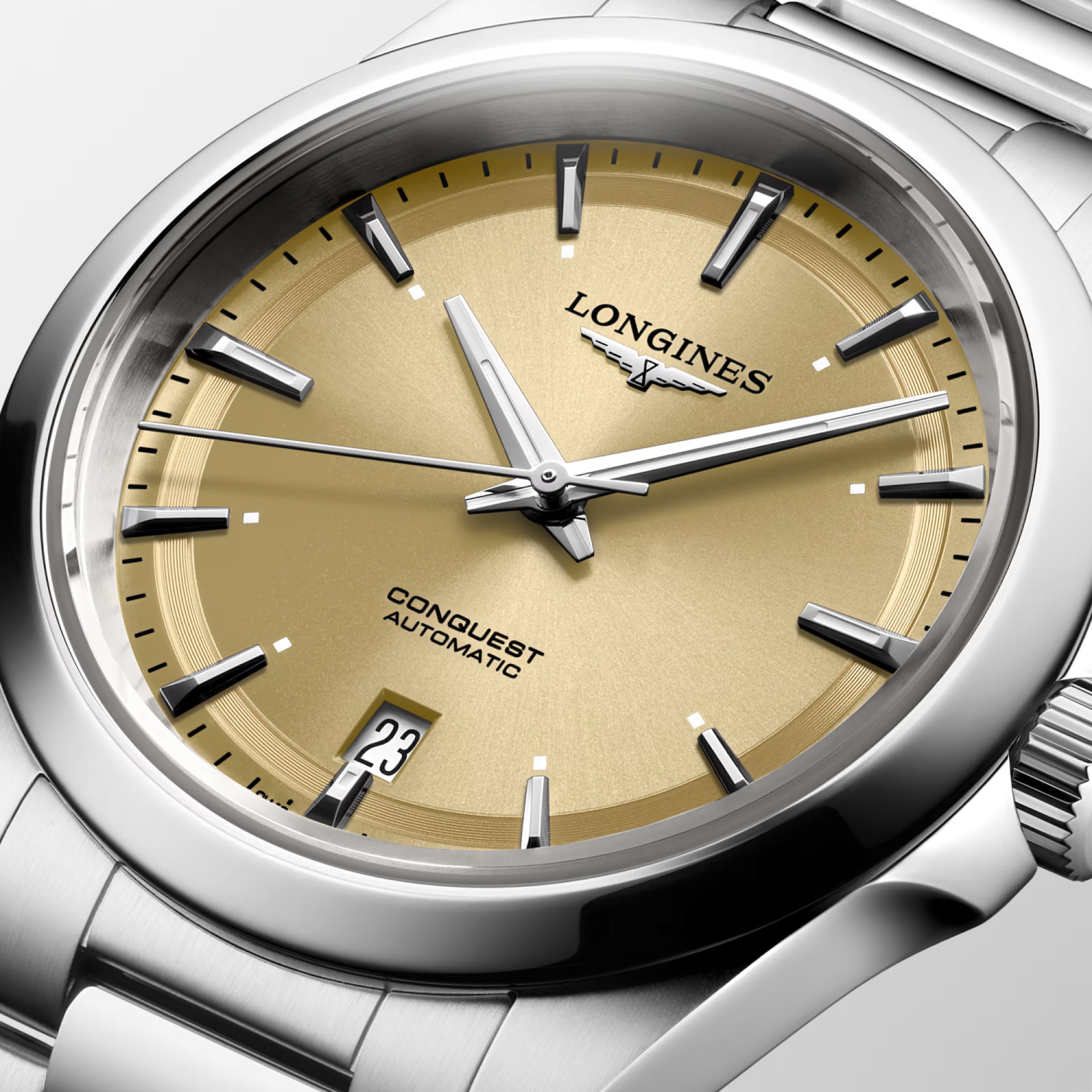 LONGINES Conquest Automatic Sunray Champagne Dial 38mm Silver Stainless Steel Bracelet L37204626 - 4