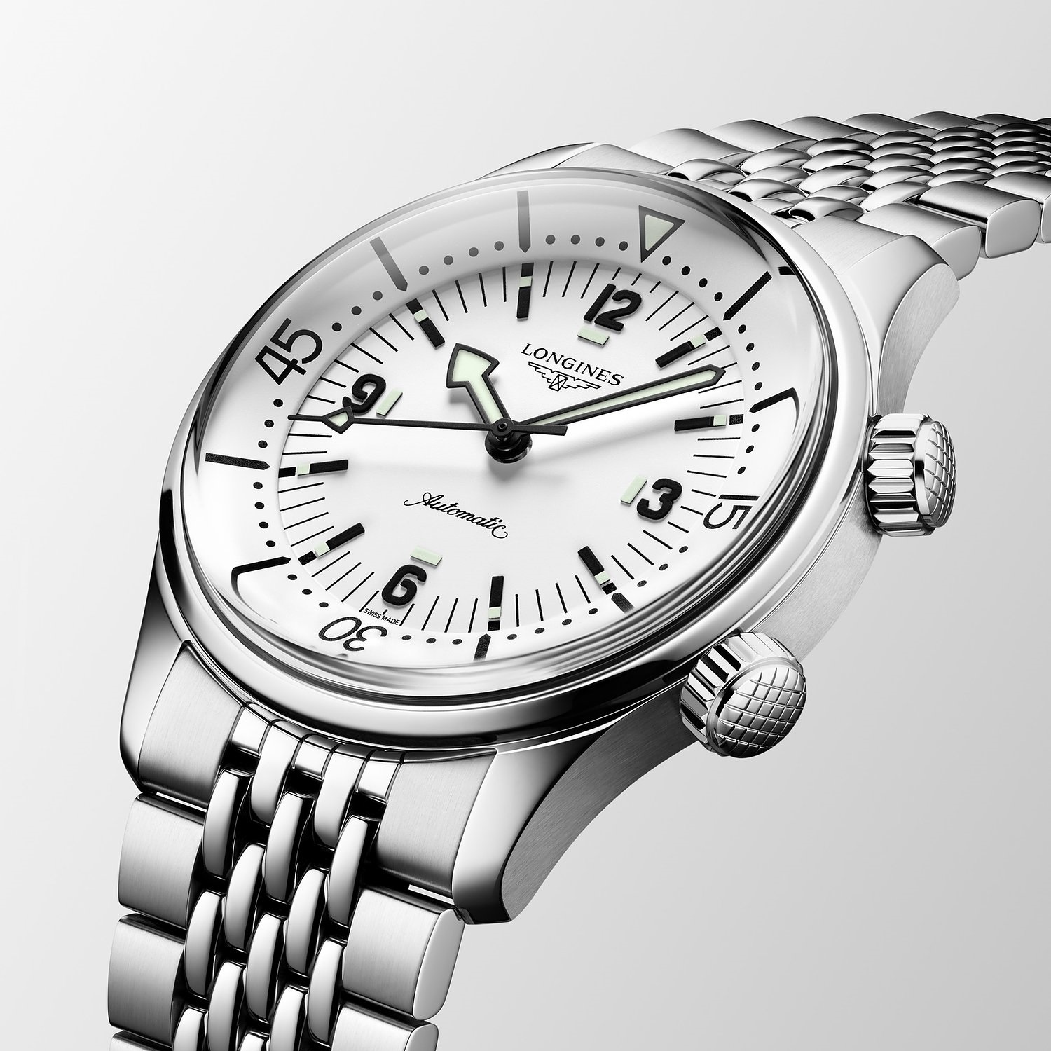 LONGINES Legend Diver White Dial 39mm Silver Stainless Steel Bracelet L37644166 - 
